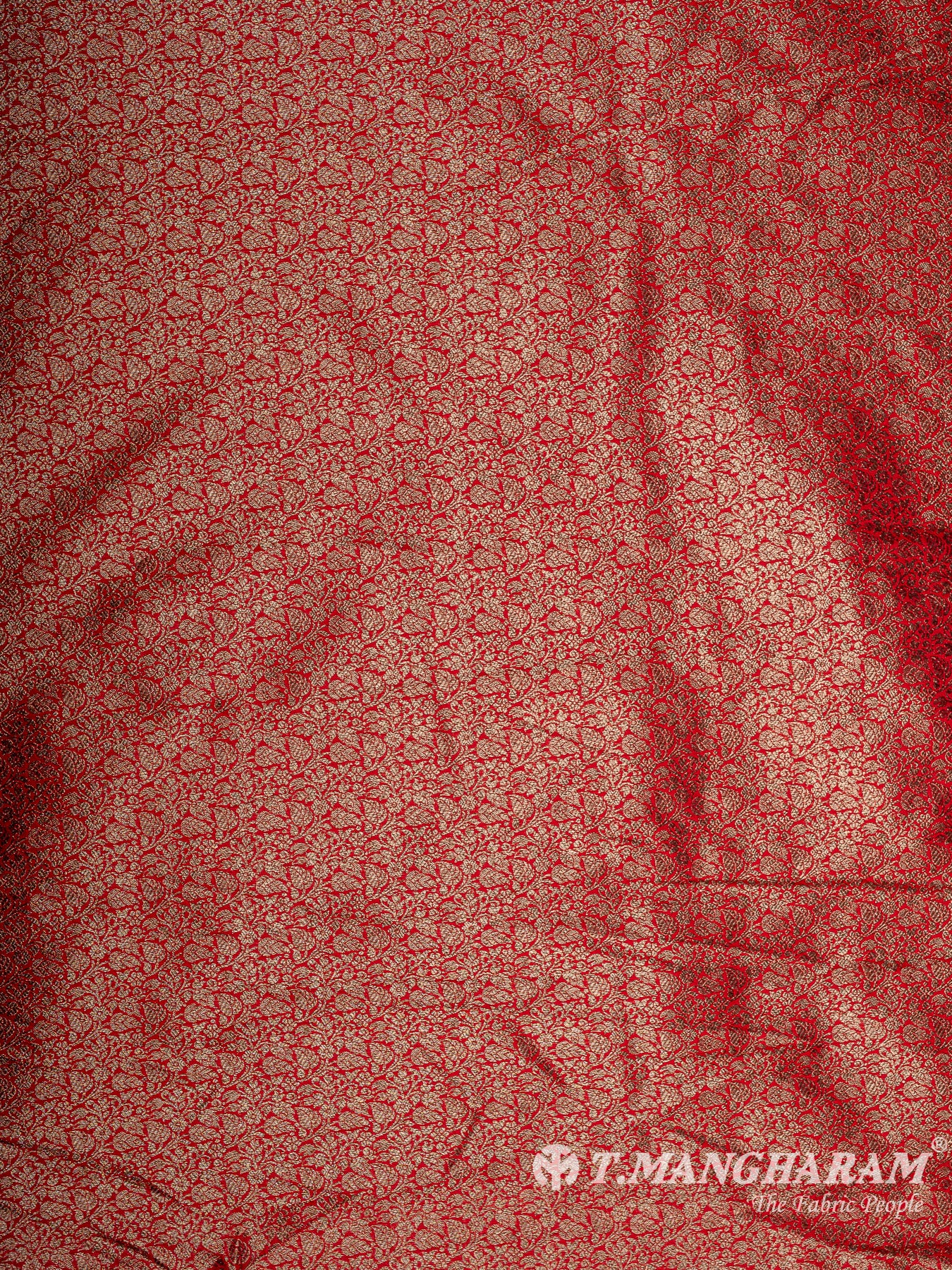 Red Semi Banaras Fabric - EC12456