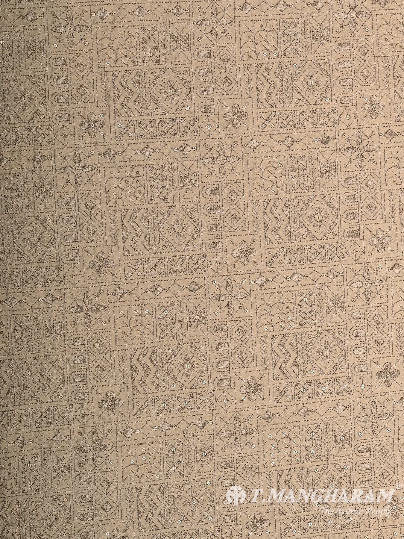 Beige Semi Raw Silk Fabric - EC12484