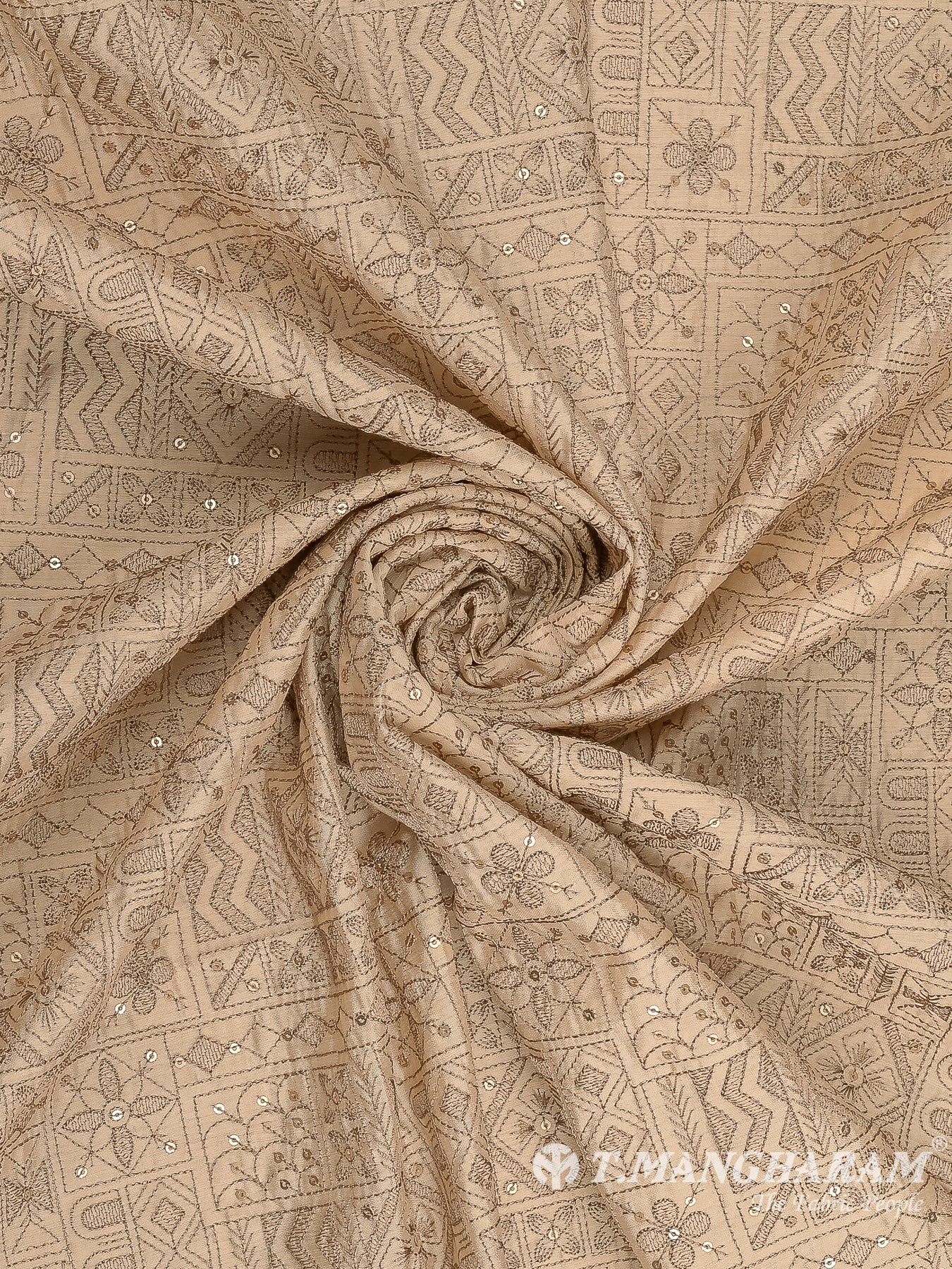 Beige Semi Raw Silk Fabric - EC12484