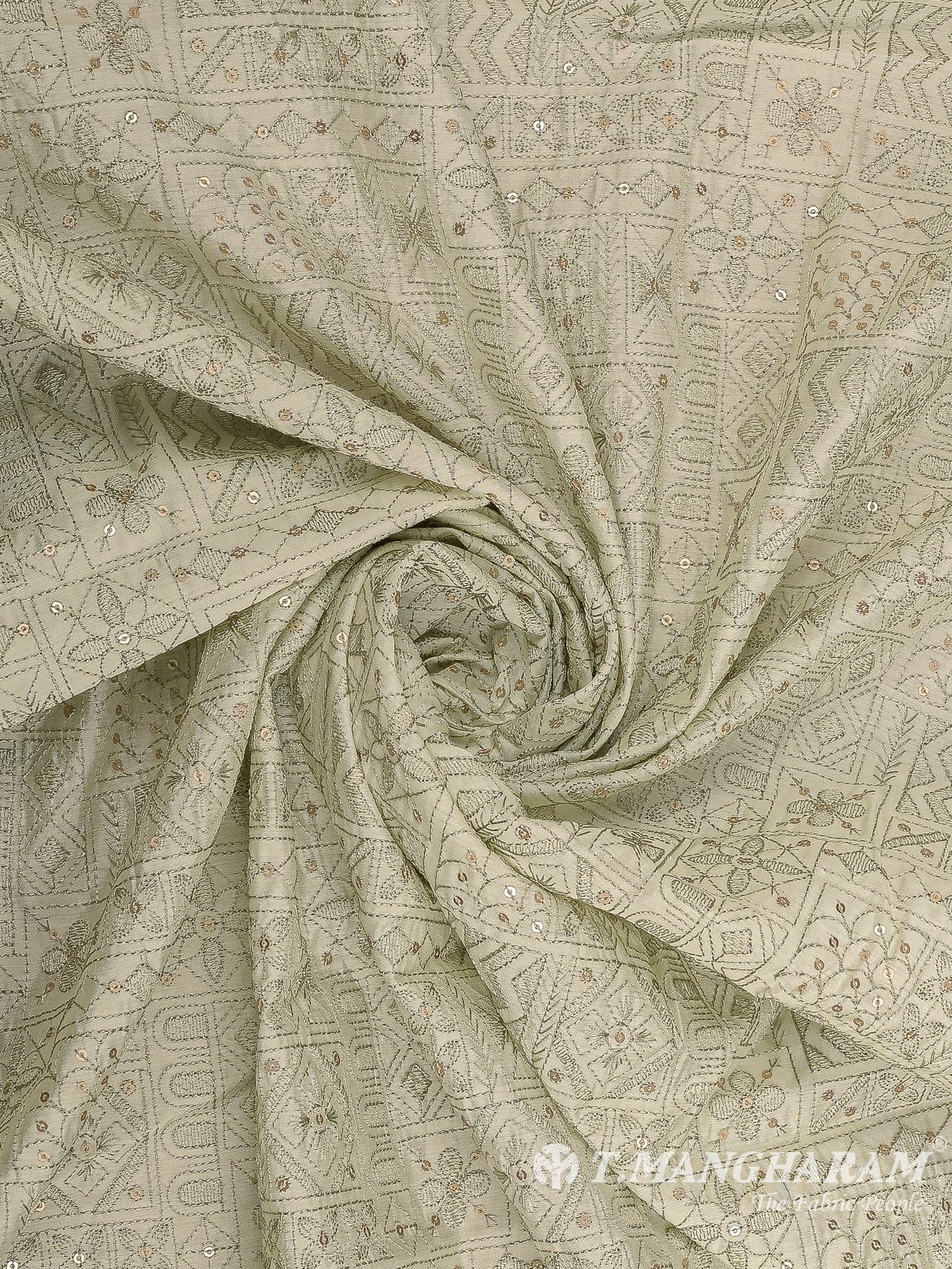 Beige Semi Raw Silk Fabric - EC12483