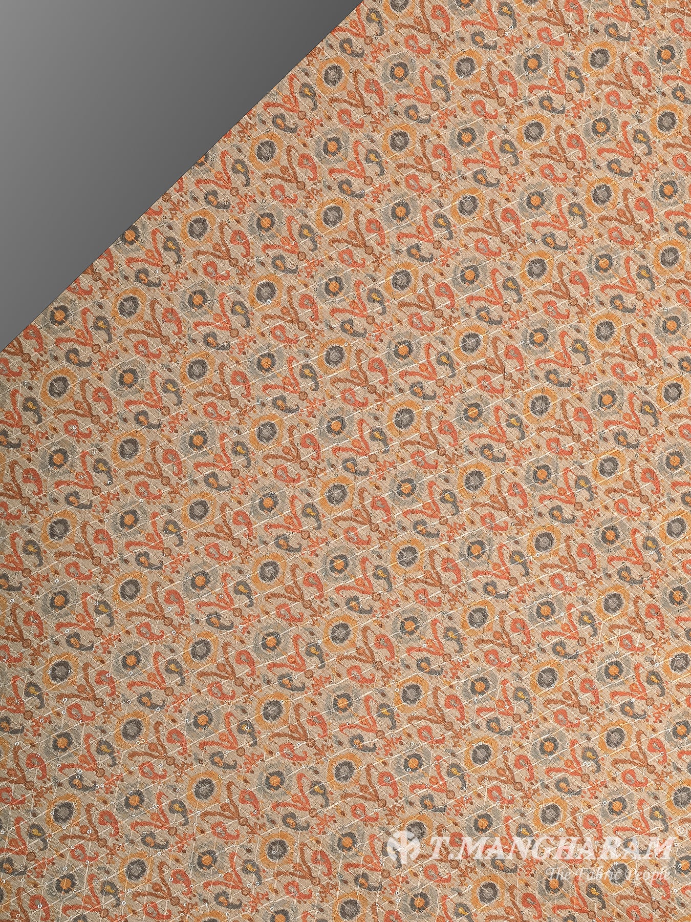 Cream Semi Tussar Silk Fabric - EB9553