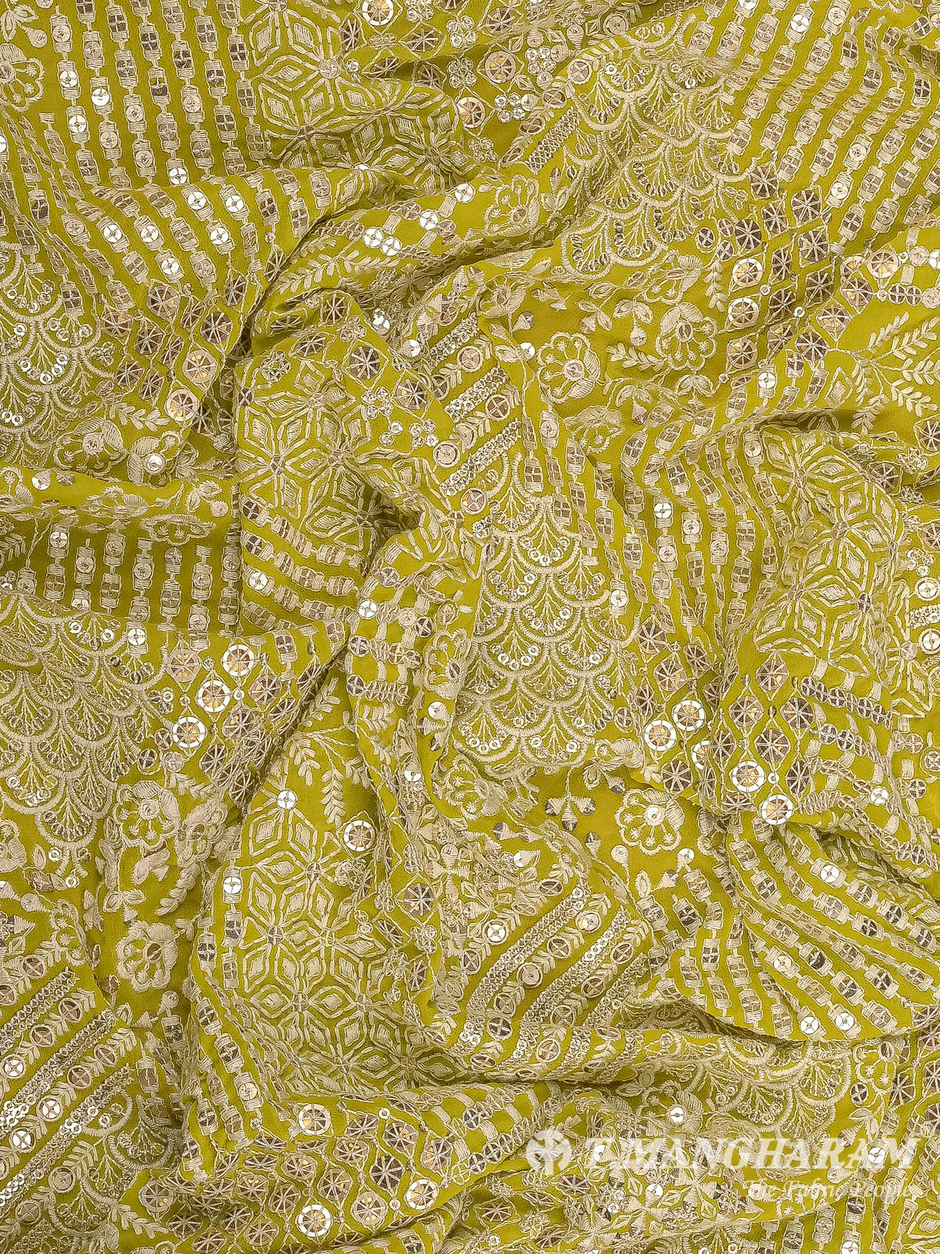 Green Georgette Fabric - EC12543
