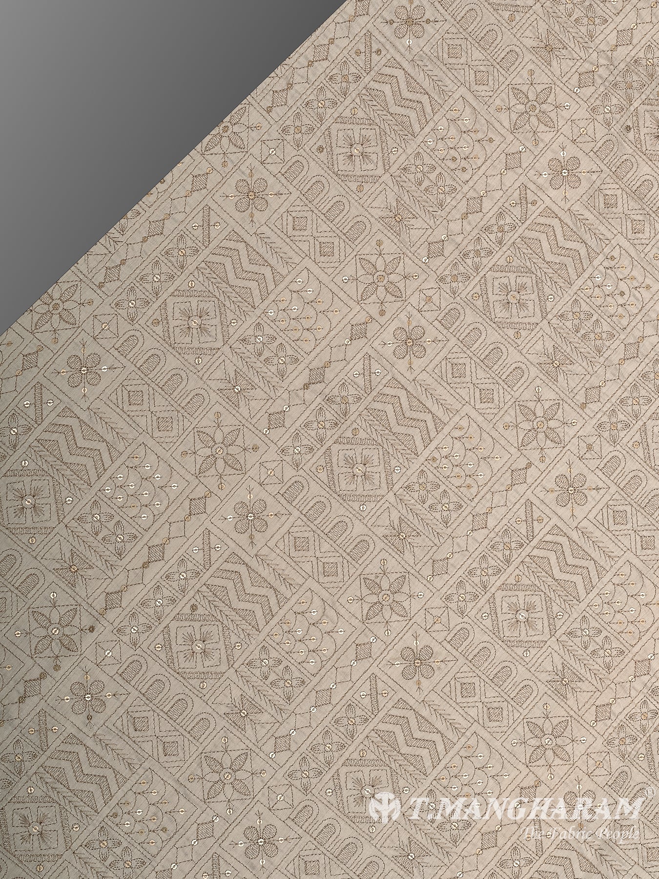 Beige Semi Raw Silk Fabric - EC12482