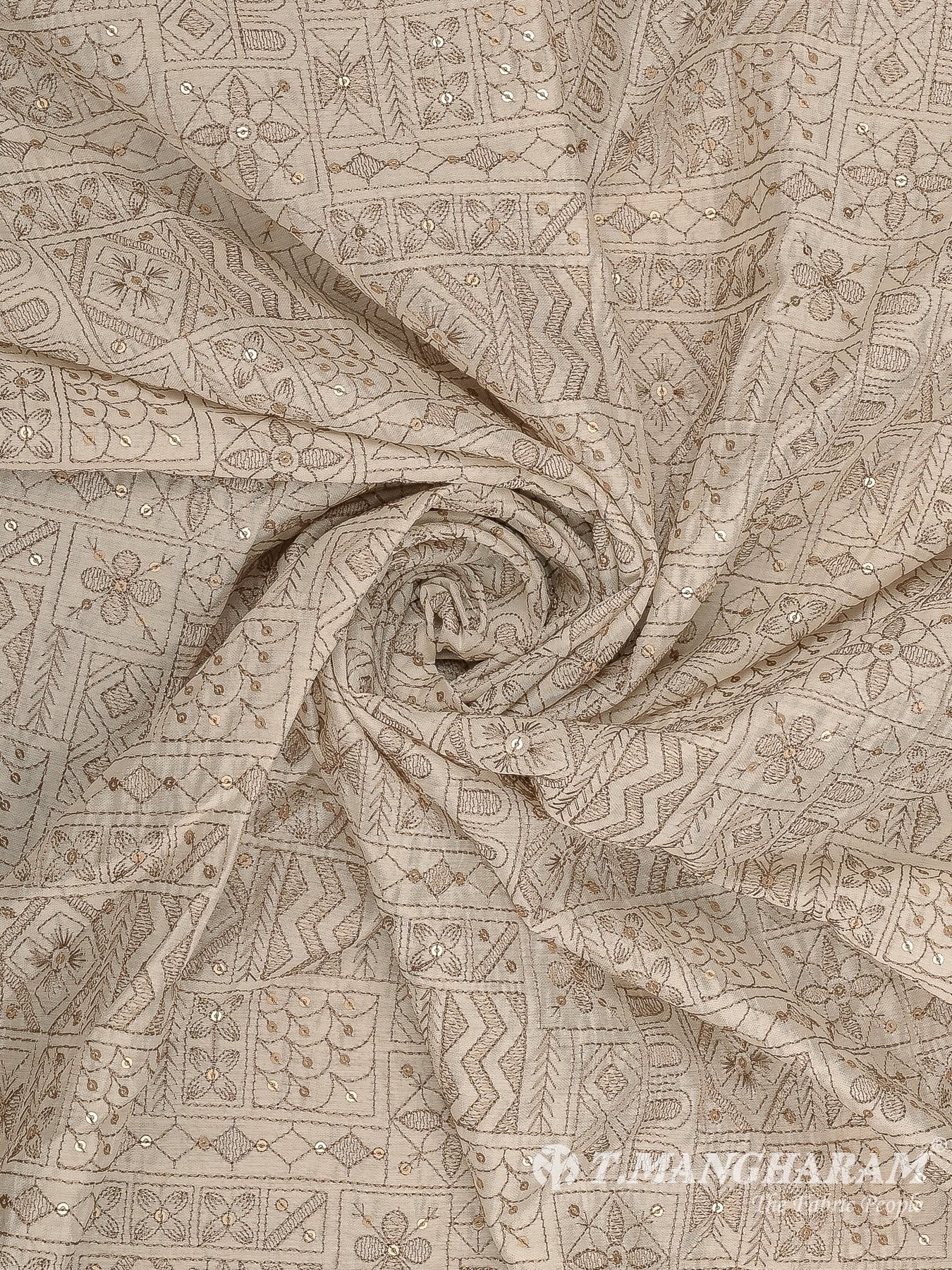 Beige Semi Raw Silk Fabric - EC12482