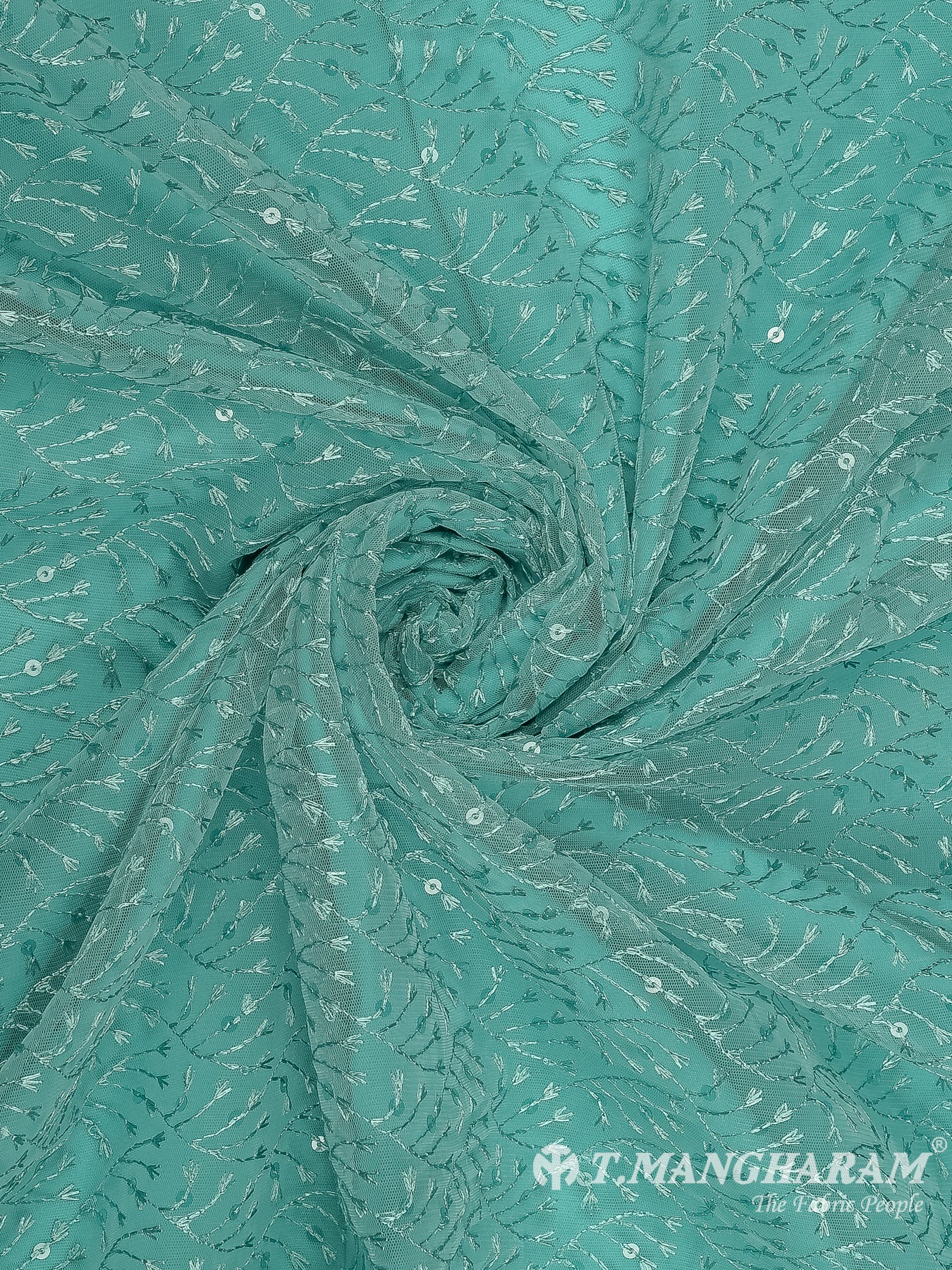 Sea Green Fancy Net Fabric - EB9526
