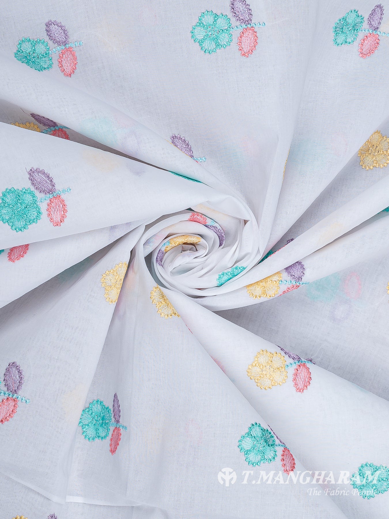 White Cotton Embroidery Fabric - EB9600