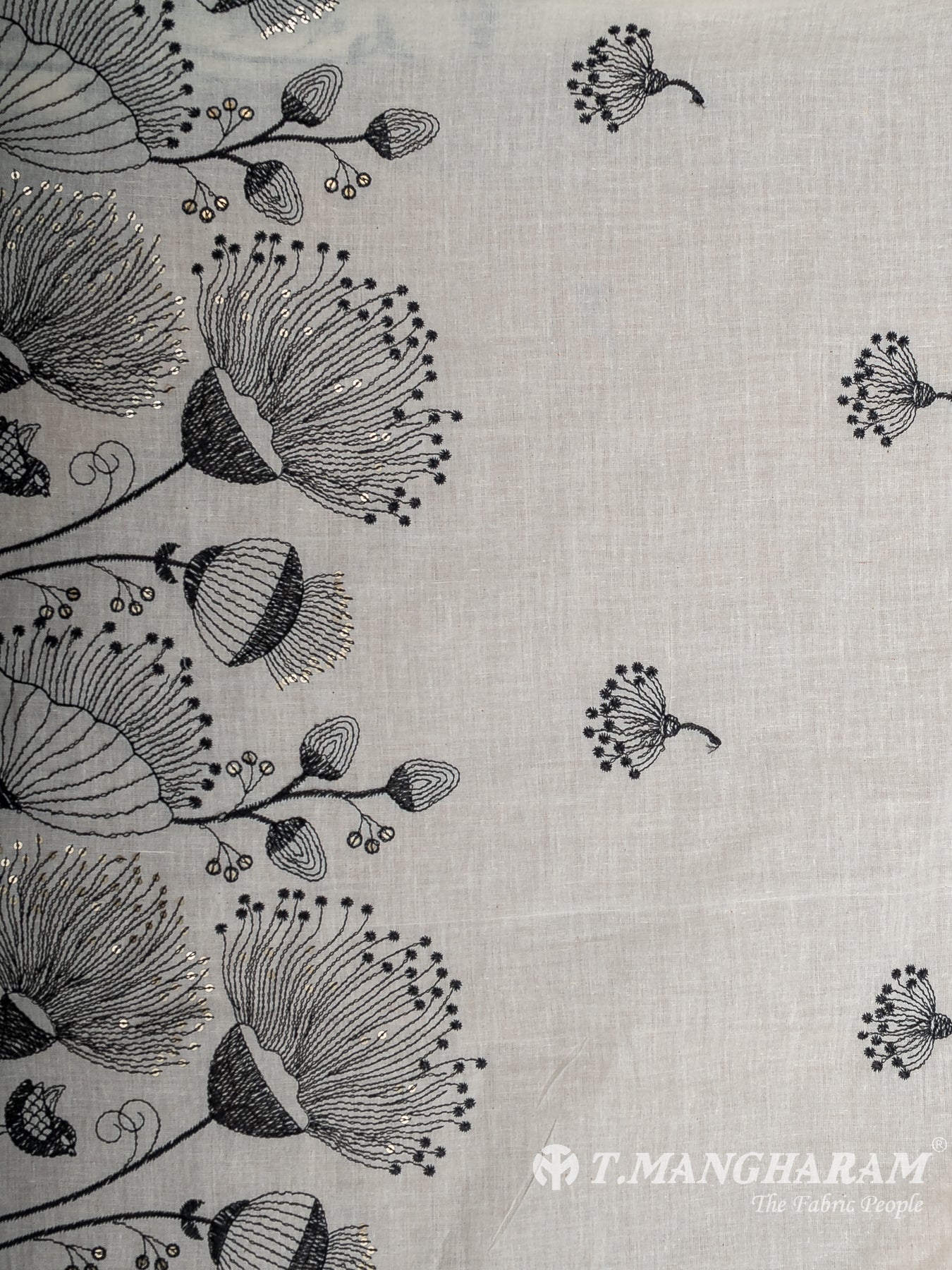 Cream Cotton Embroidery Fabric - EC12576