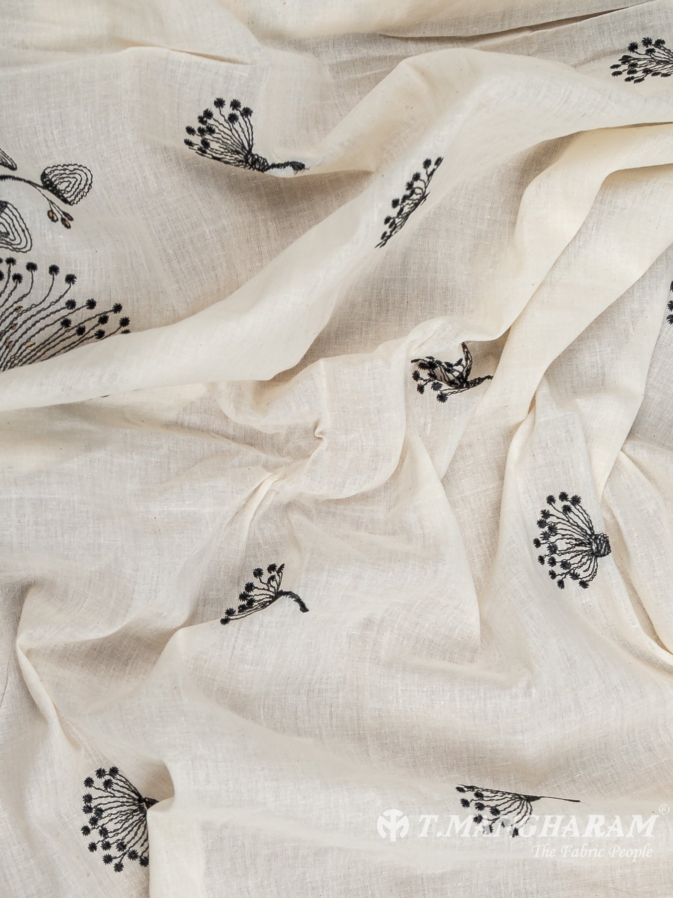 Cream Cotton Embroidery Fabric - EC12576