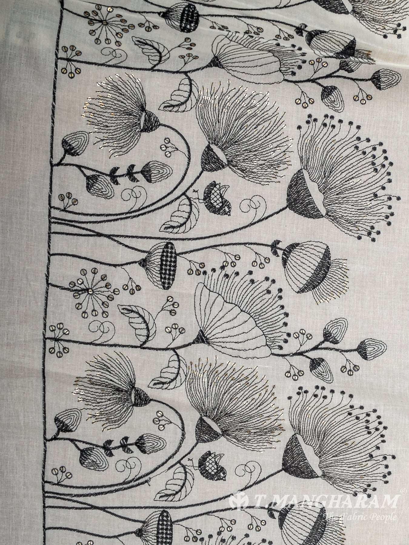 Cream Cotton Embroidery Fabric - EC12576