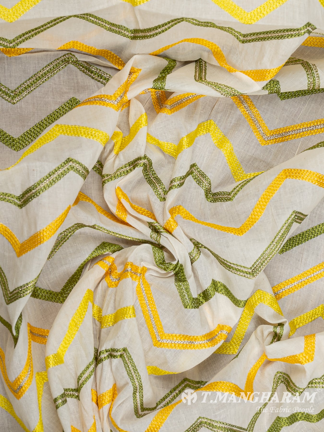 Cream Cotton Embroidery Fabric - EC12573