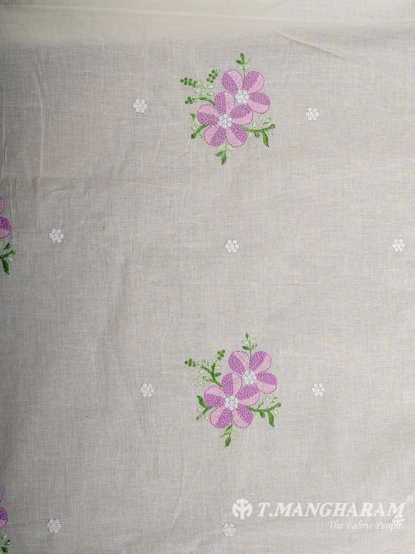 Cream Cotton Embroidery Fabric - EC12588