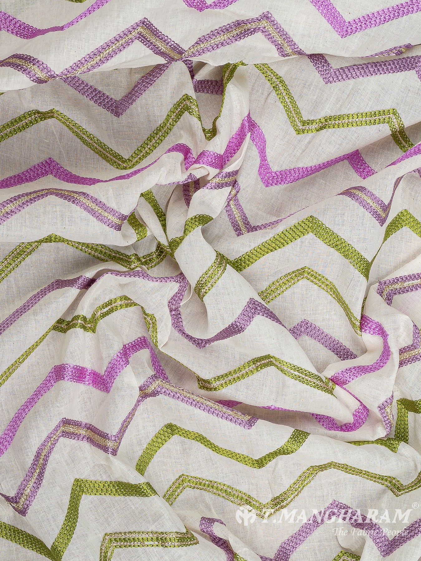 Cream Cotton Embroidery Fabric - EC12575