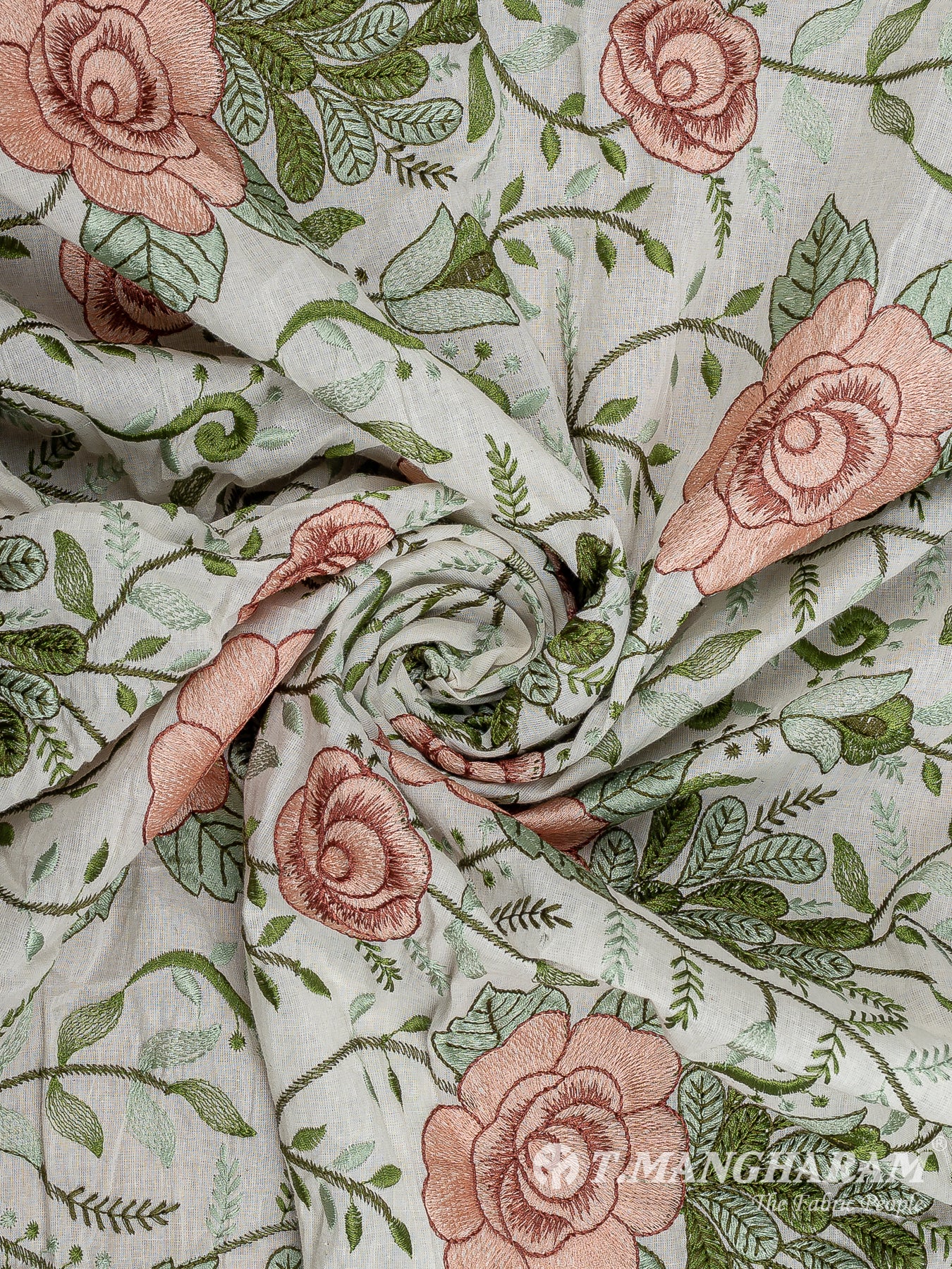 Cream Cotton Embroidery Fabric - EB9462