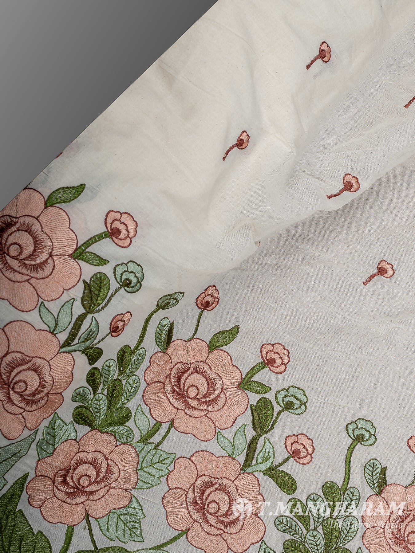 Cream Cotton Embroidery Fabric - EB9458