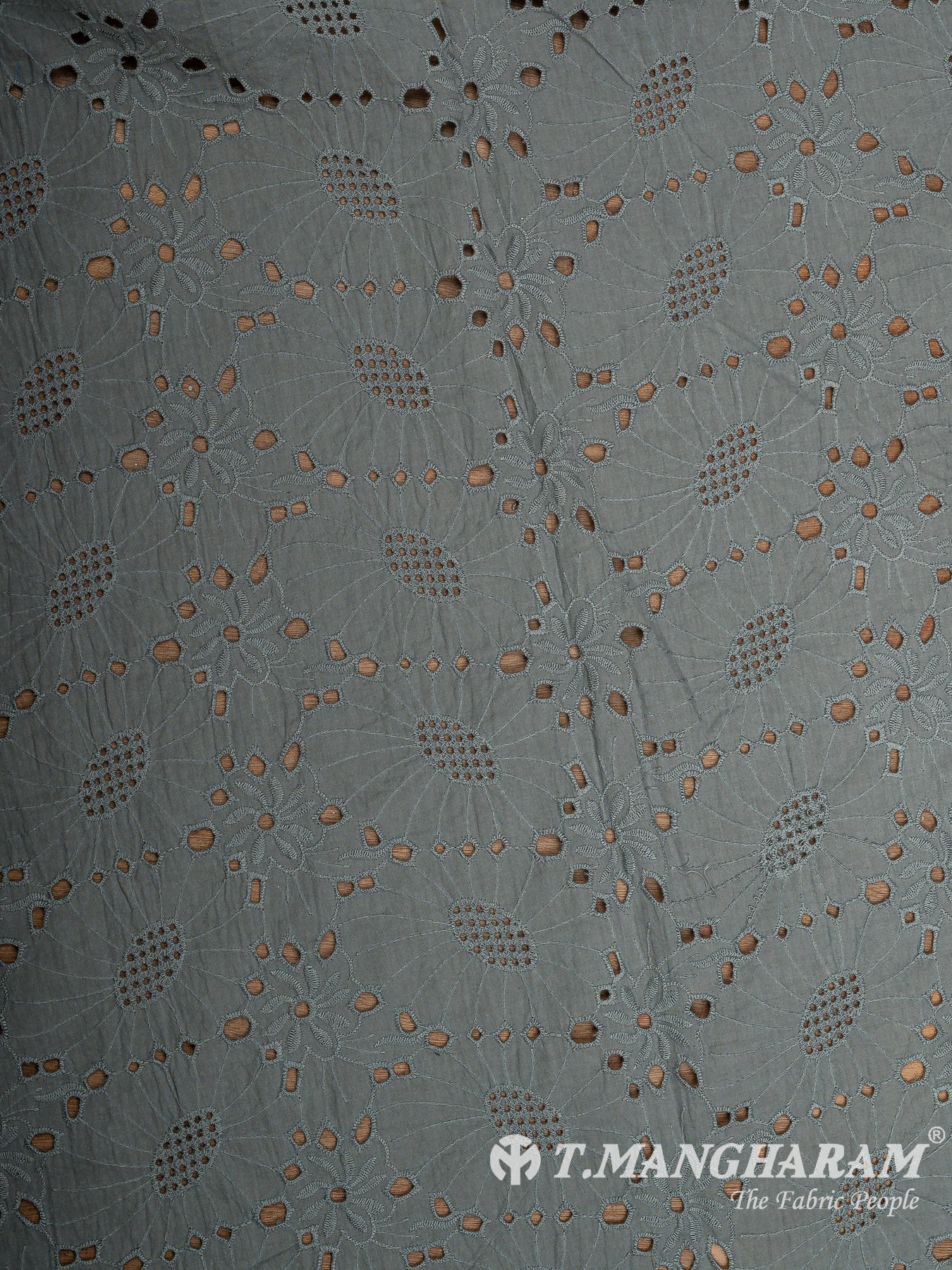 Grey Cotton Embroidery Fabric - EC8594