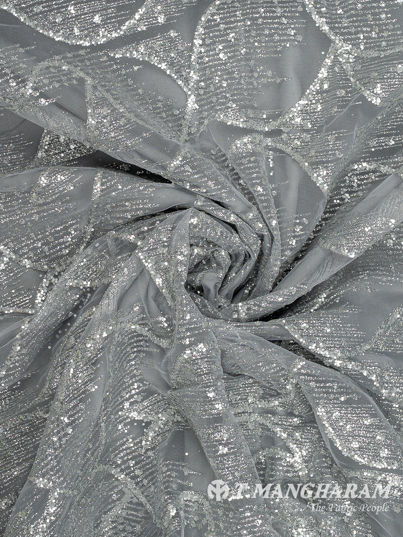 Silver Fancy Net Fabric - EC12500