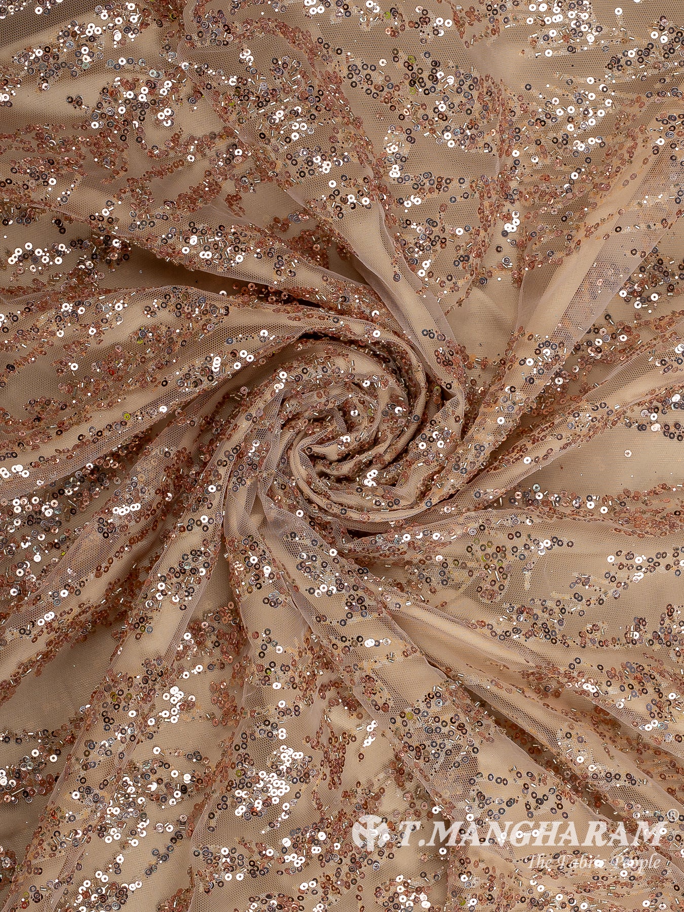 Rose Gold Fancy Net Fabric - EC12512
