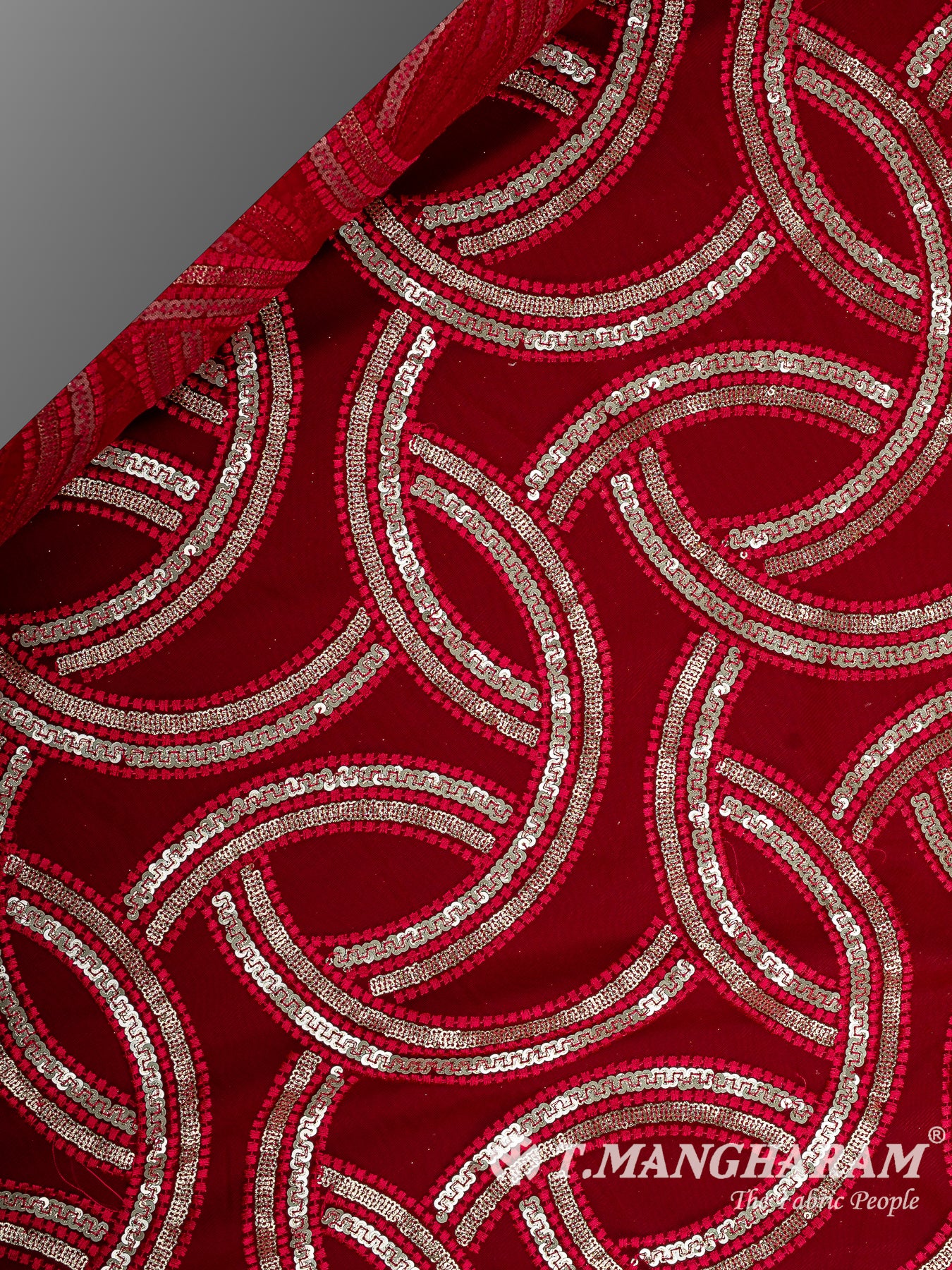Maroon Fancy Net Fabric - EC12844
