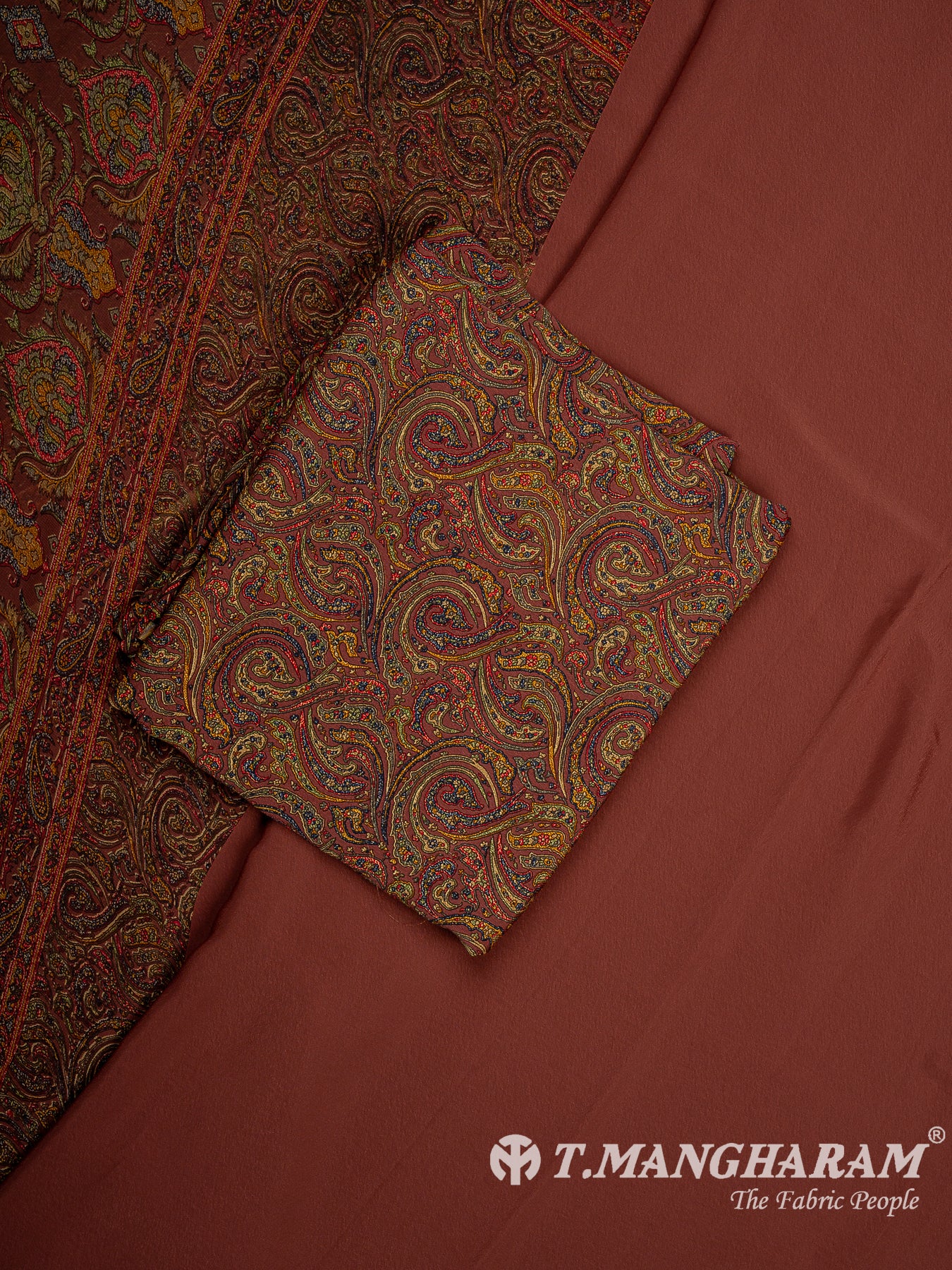 Brown Crepe Chudidhar Fabric Set - EF1588