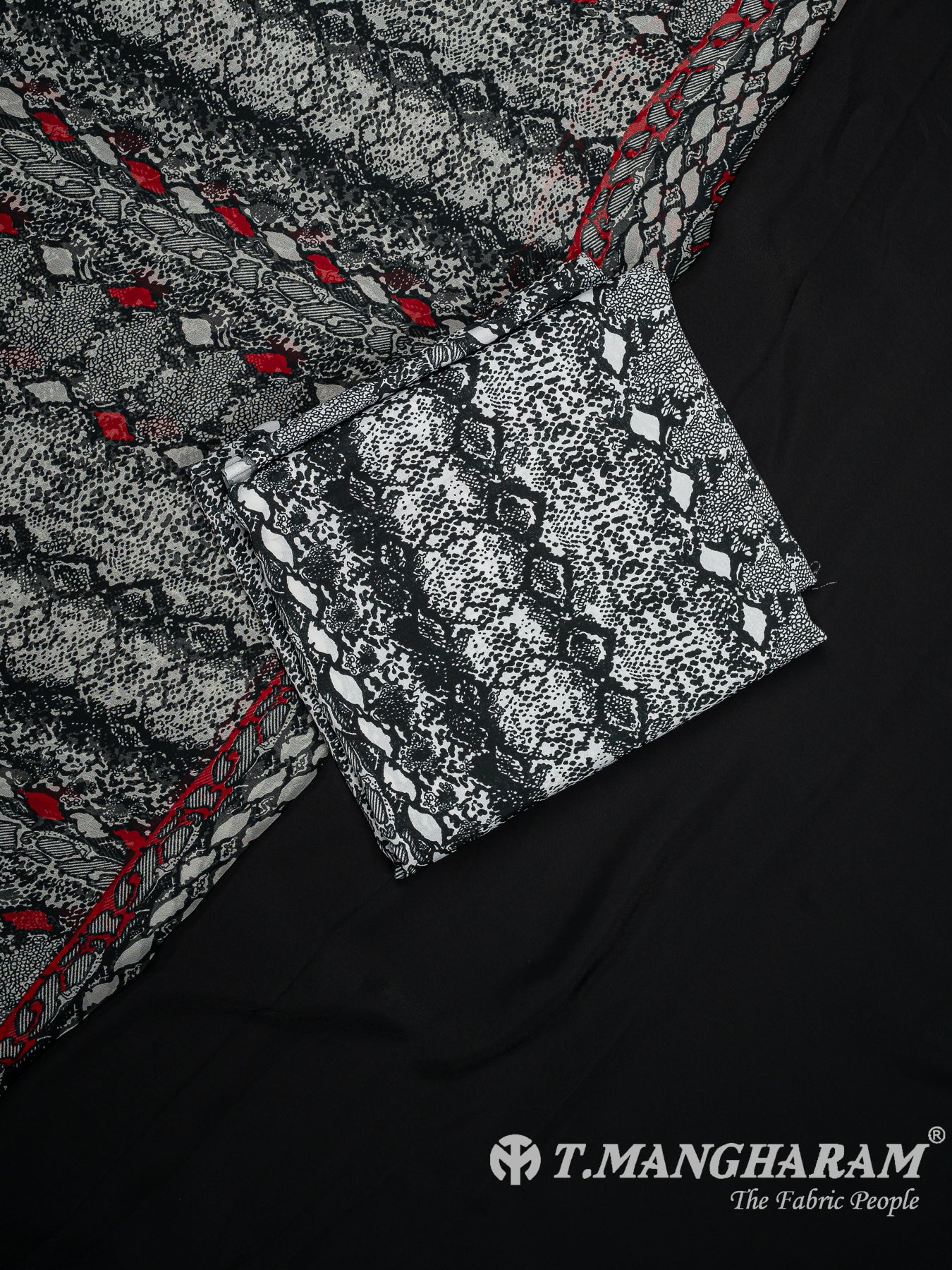 Black Crepe Chudidhar Fabric Set - EF1572