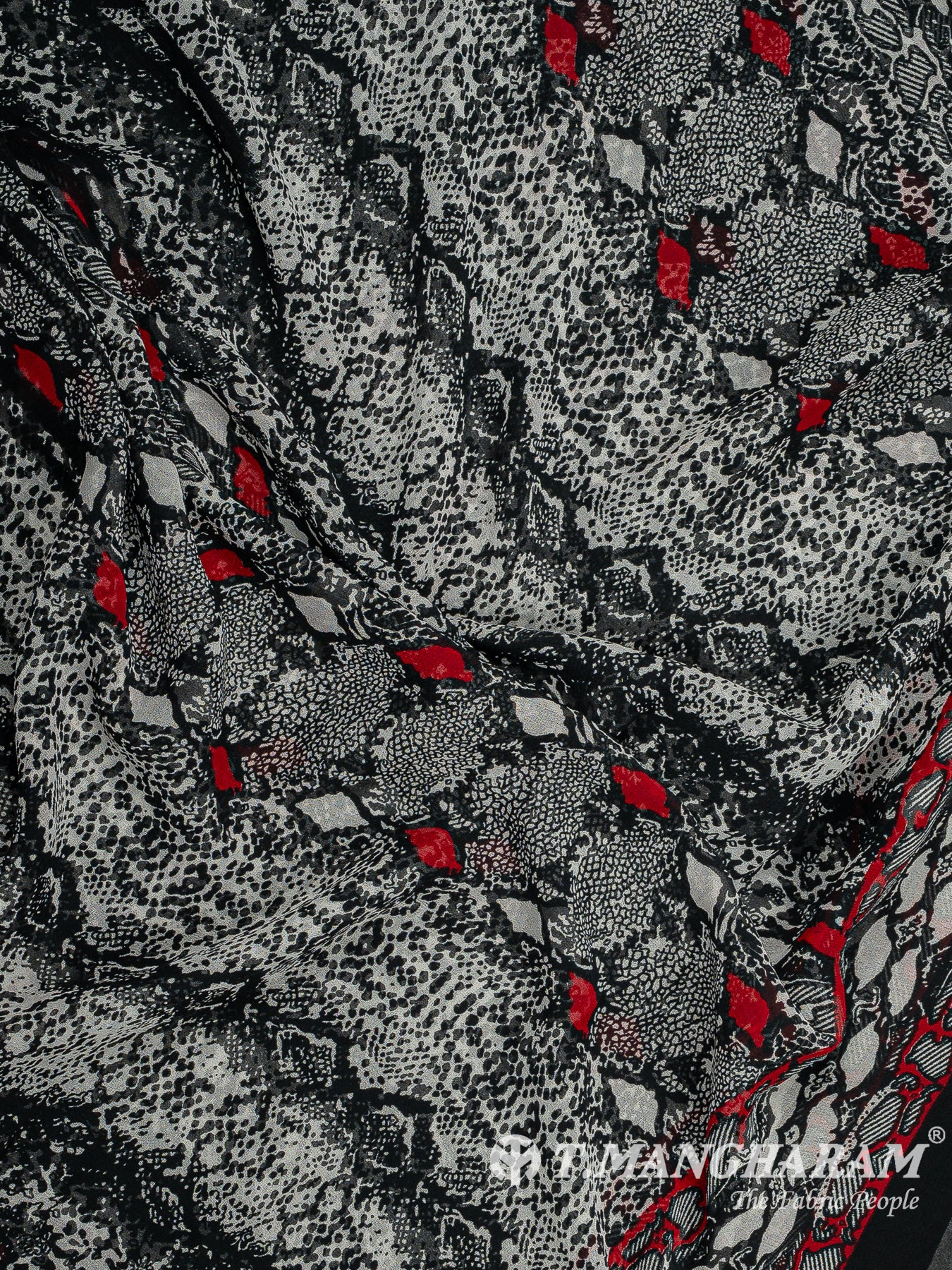 Black Crepe Chudidhar Fabric Set - EF1572