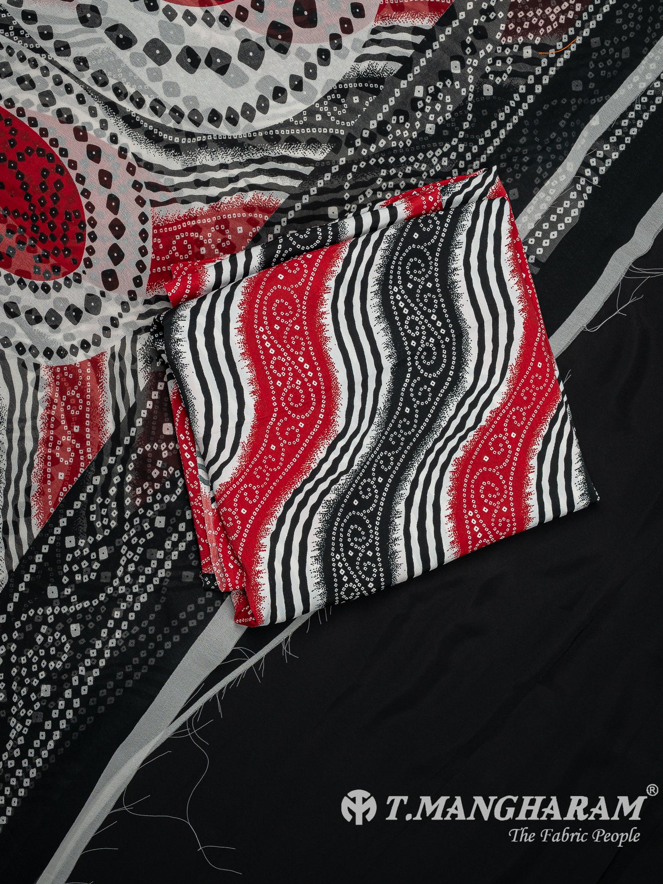 Black Crepe Chudidhar Fabric Set - EF1577