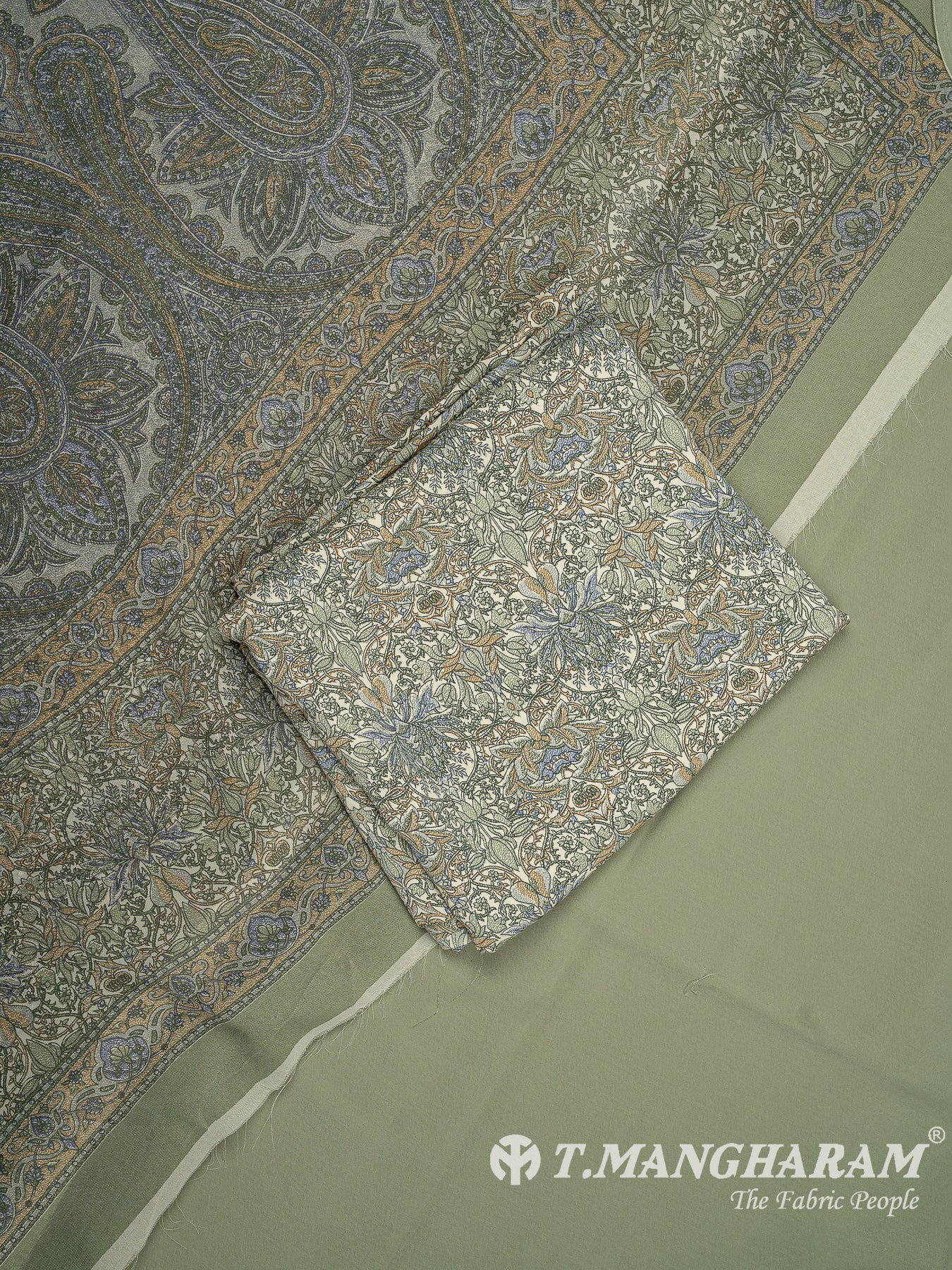 Green Crepe Chudidhar Fabric Set - EF1600