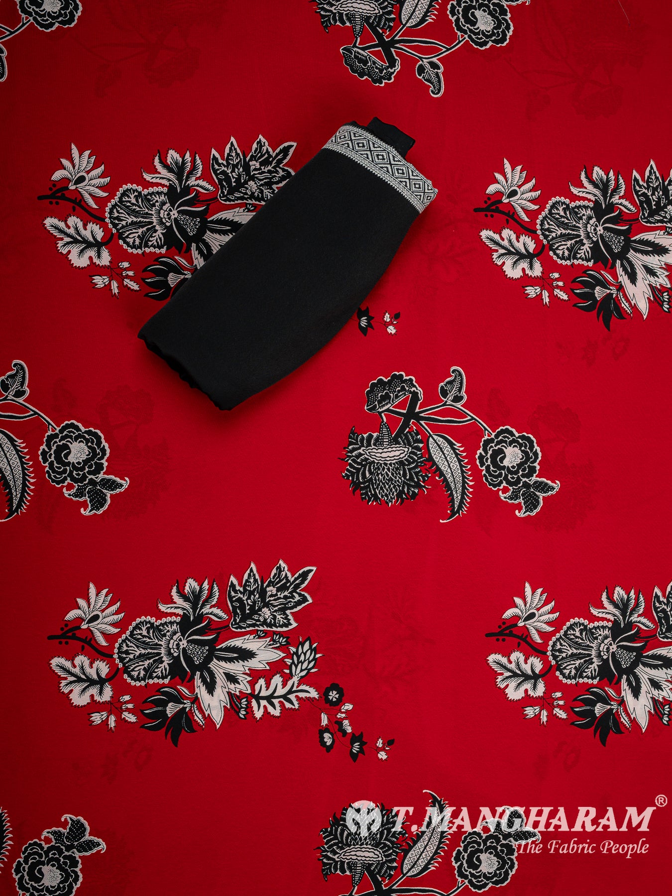 Red Crepe Chudidhar Fabric Set - EF1608