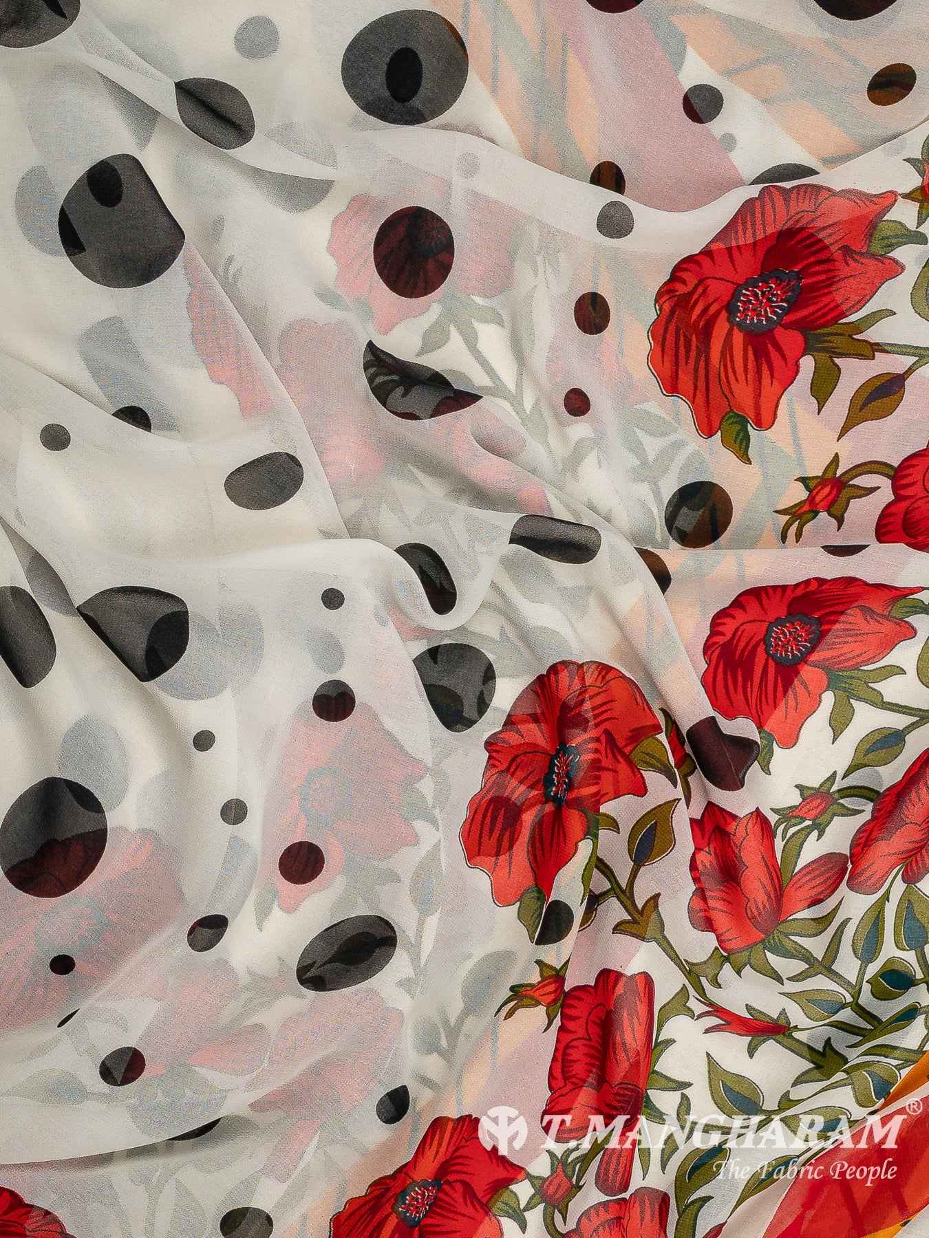 Red Crepe Chudidhar Fabric Set - EF1608