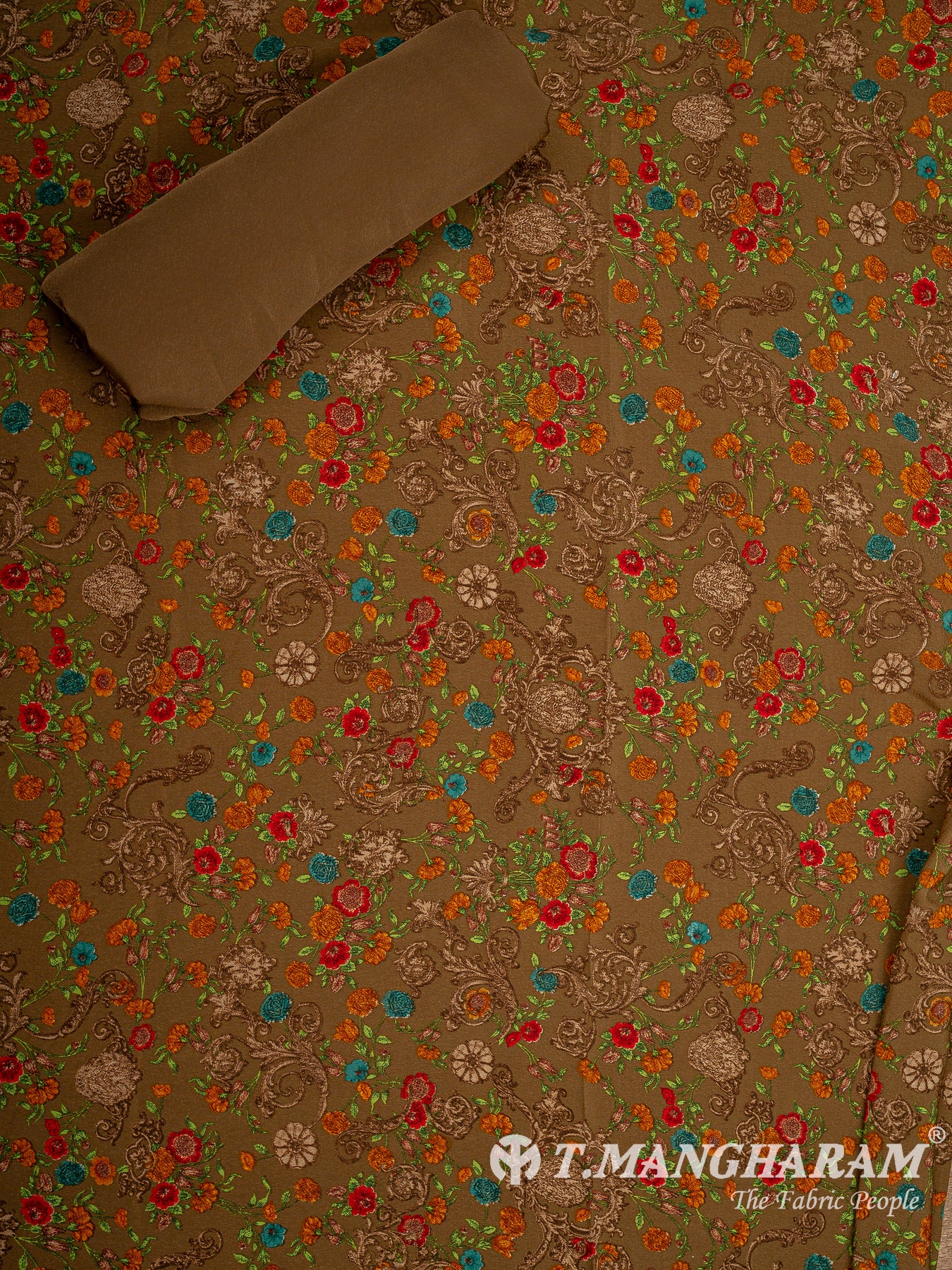 Brown Crepe Chudidhar Fabric Set - EF1604