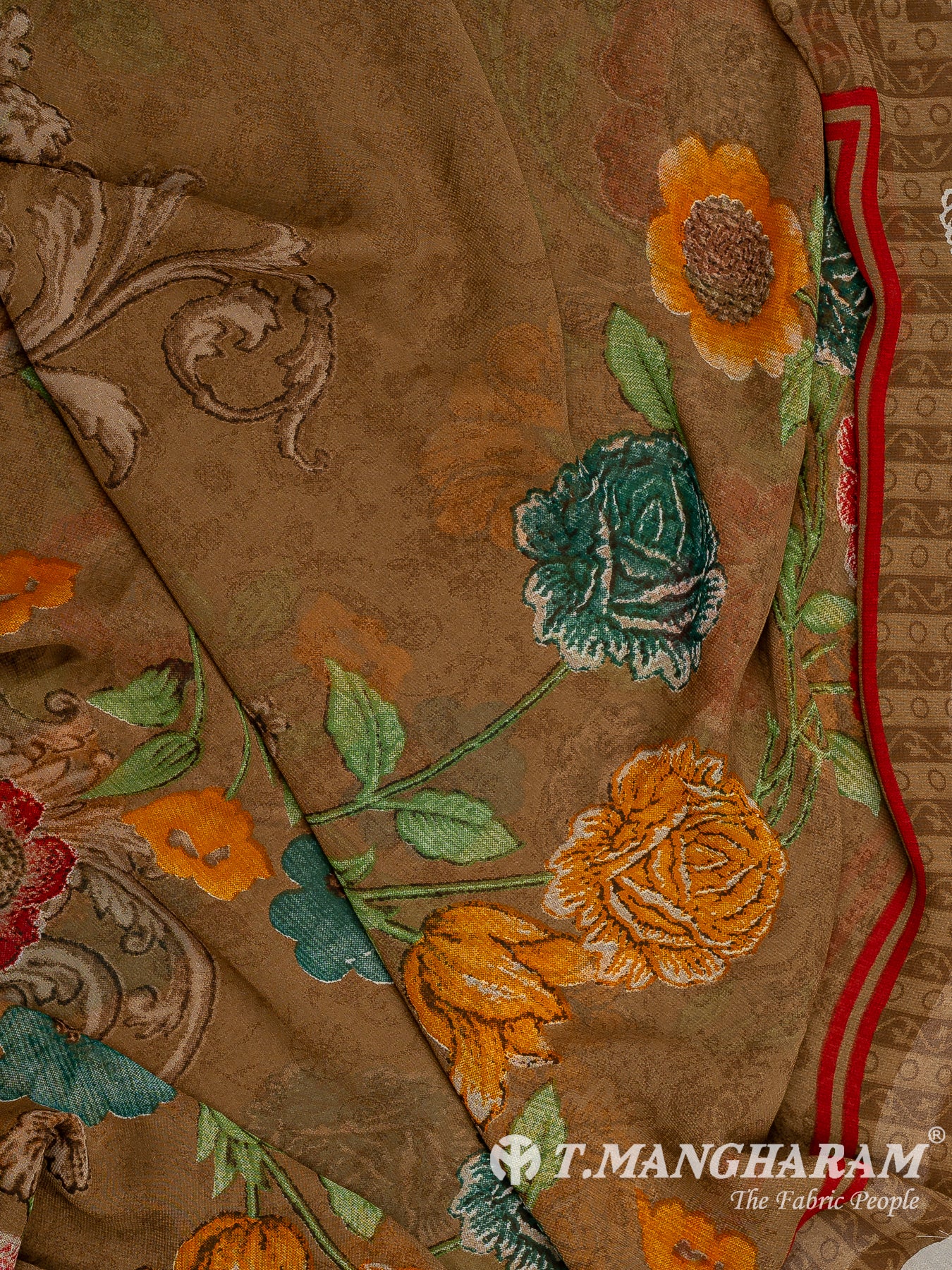 Brown Crepe Chudidhar Fabric Set - EF1604