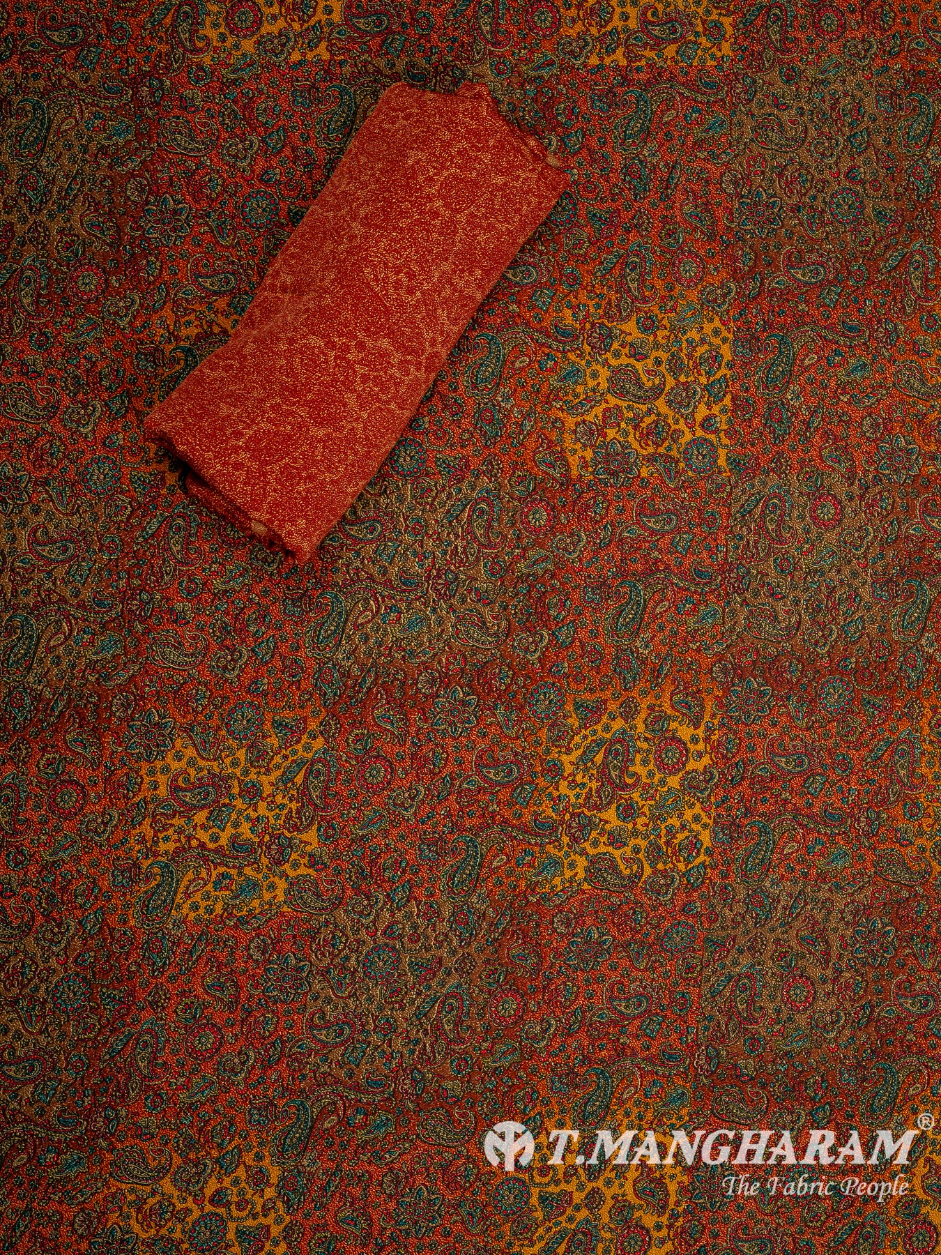 Orange Crepe Chudidhar Fabric Set - EF1615