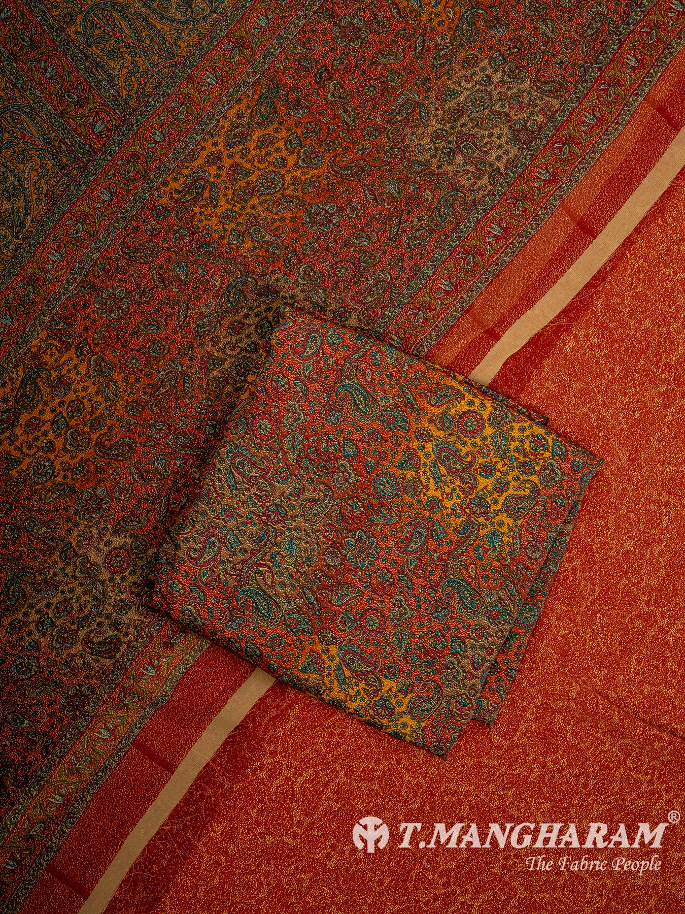 Orange Crepe Chudidhar Fabric Set - EF1615