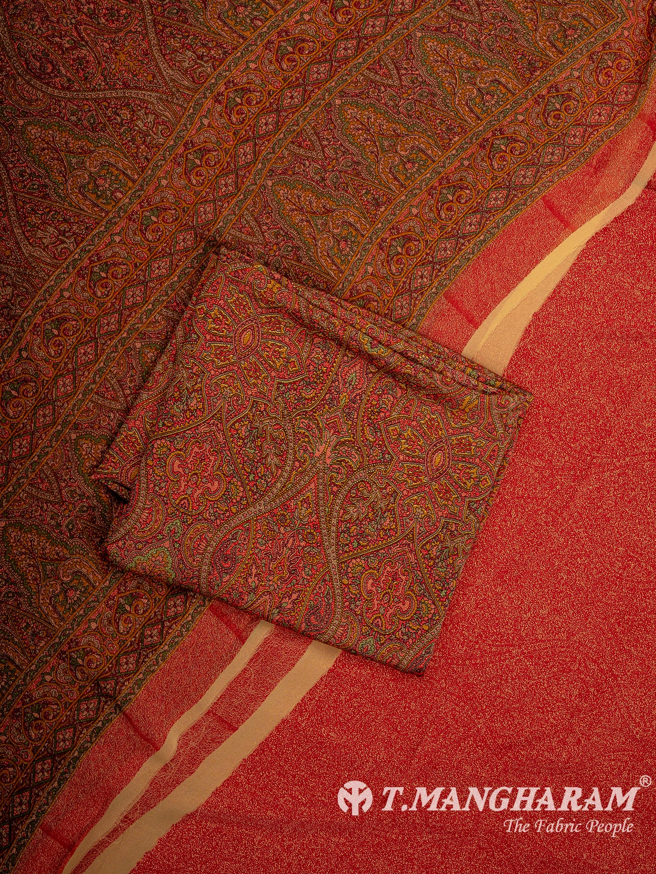 Orange Crepe Chudidhar Fabric Set - EF1582