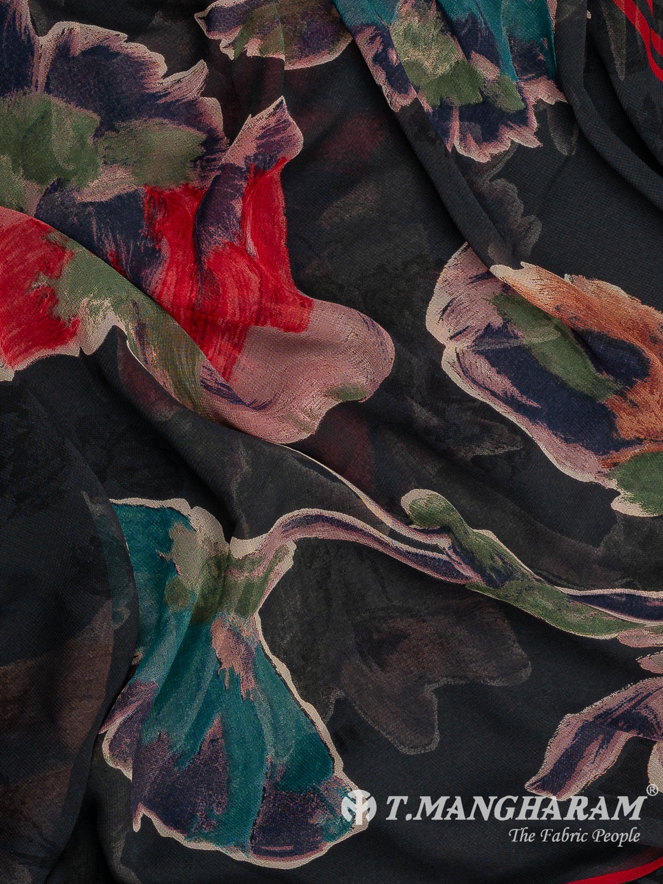 Black Crepe Chudidhar Fabric Set - EF1605