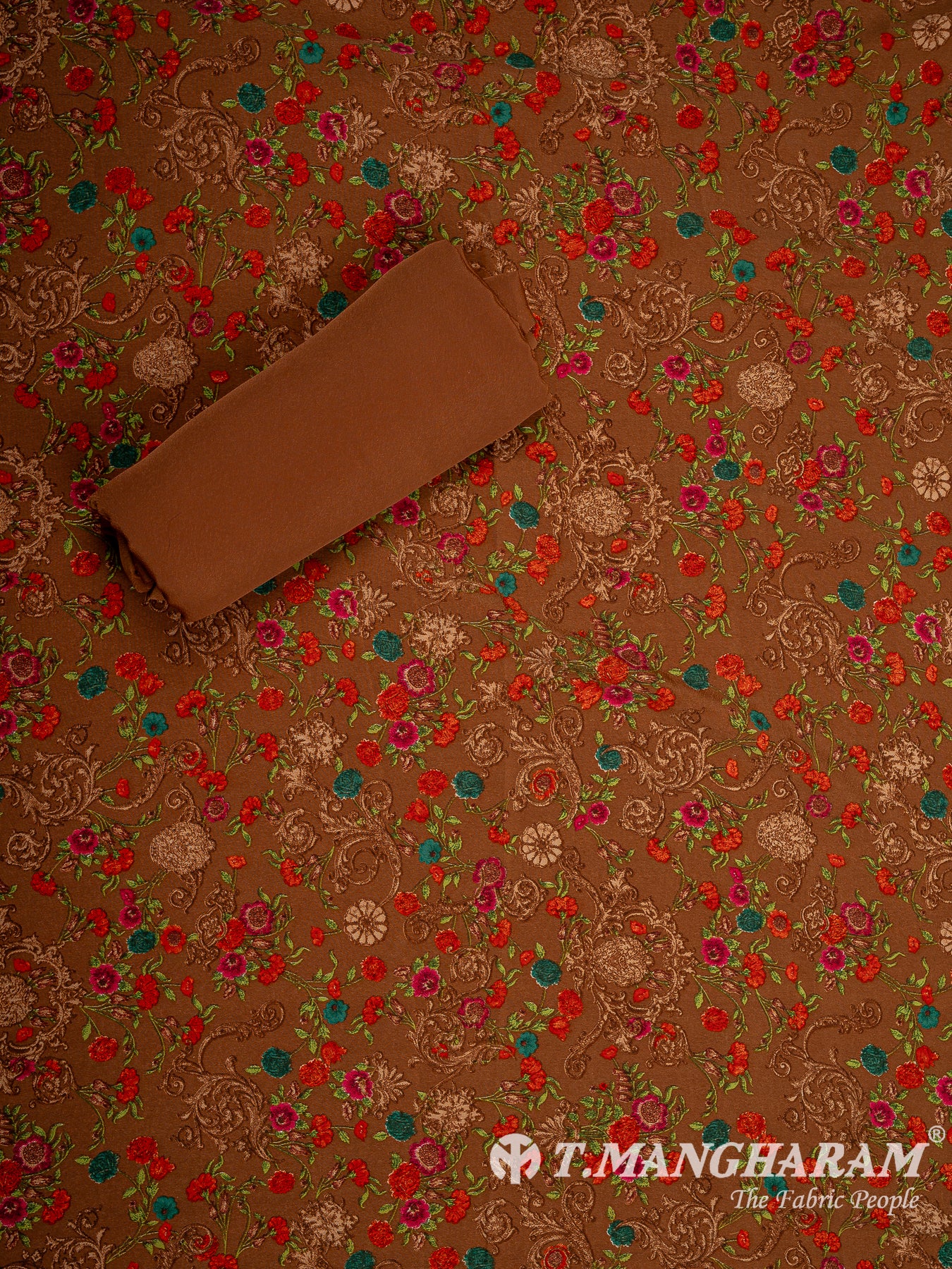 Brown Crepe Chudidhar Fabric Set - EF1603