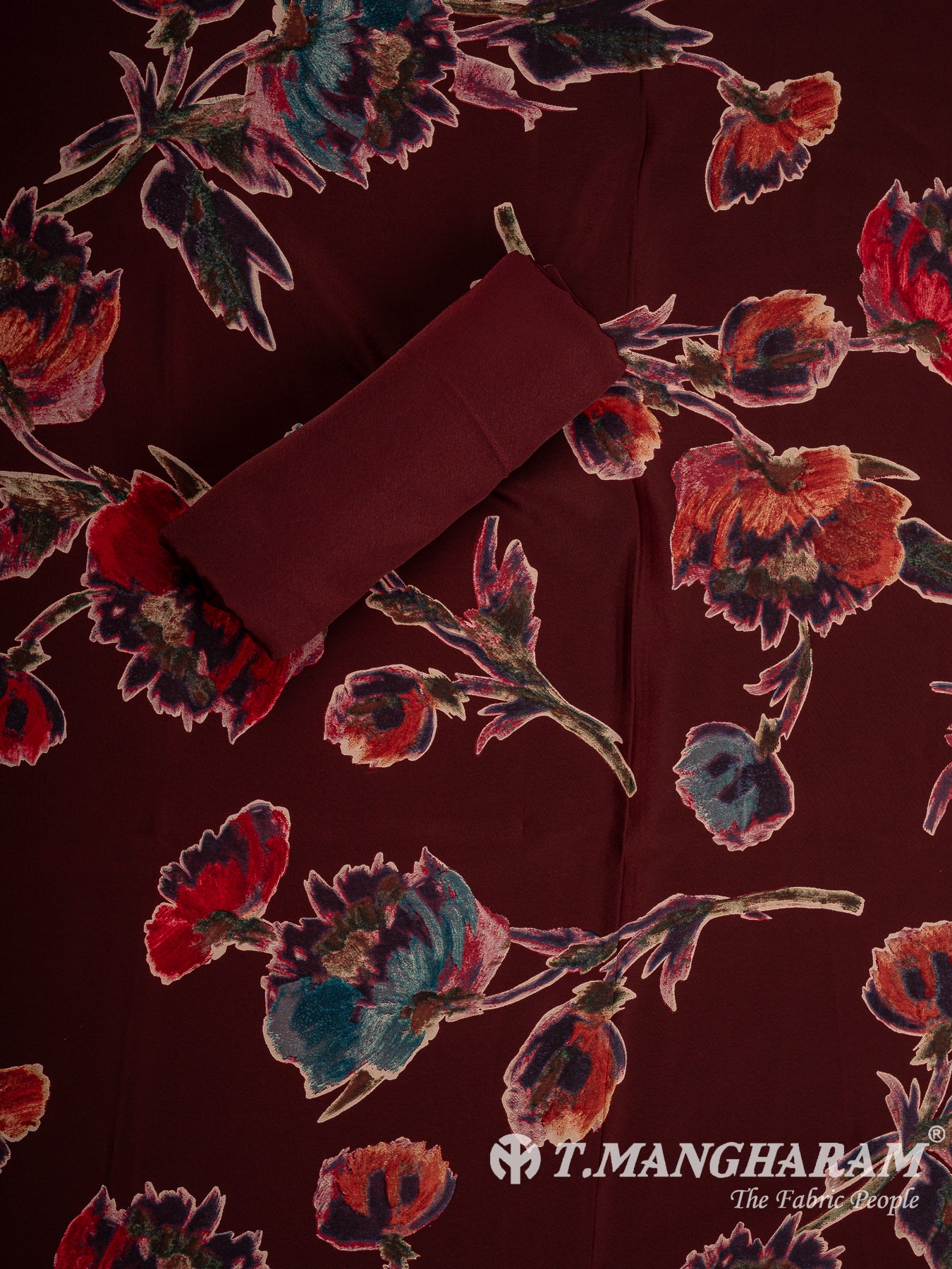 Wine Crepe Chudidhar Fabric Set - EF1607