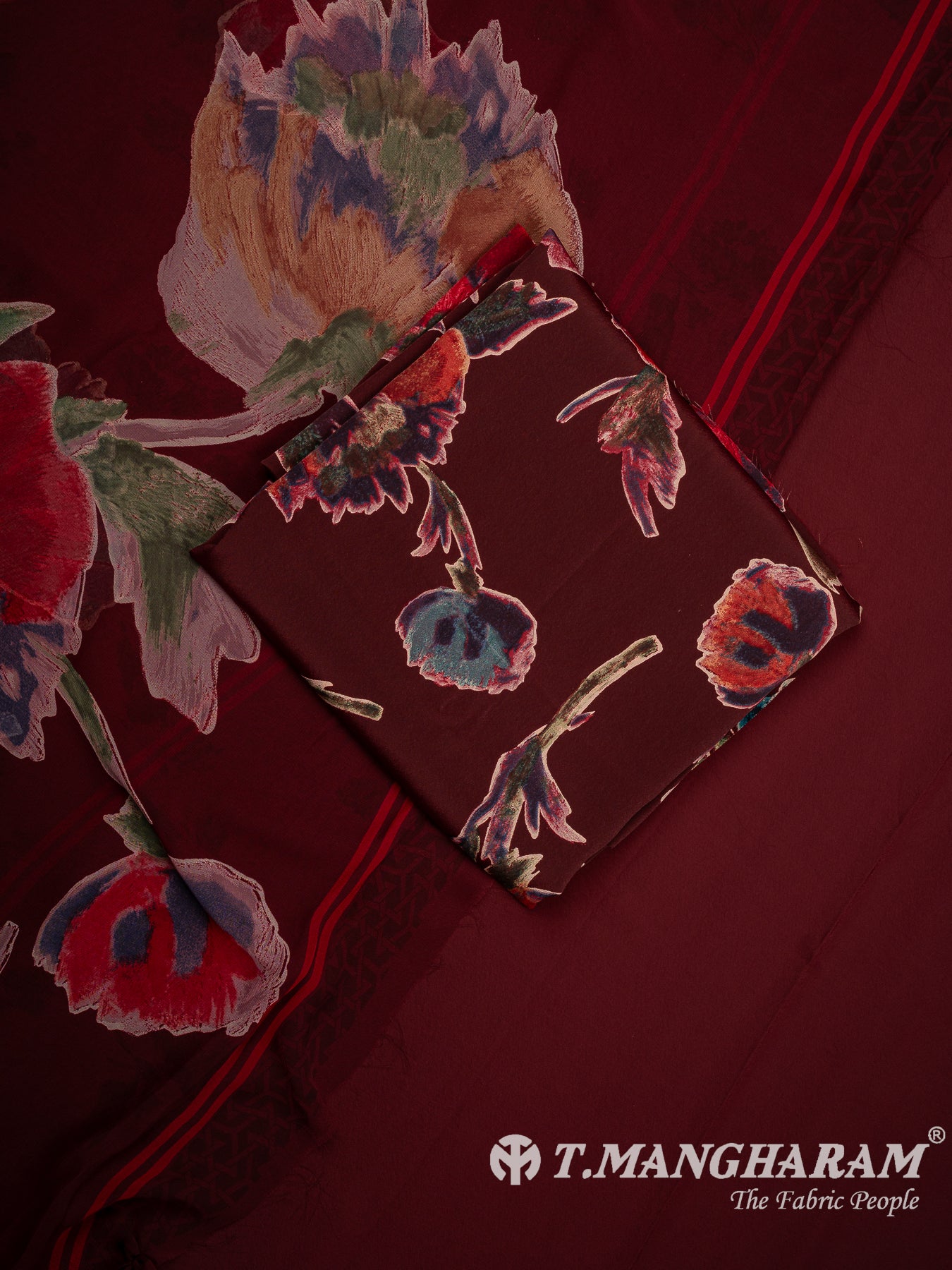 Wine Crepe Chudidhar Fabric Set - EF1607