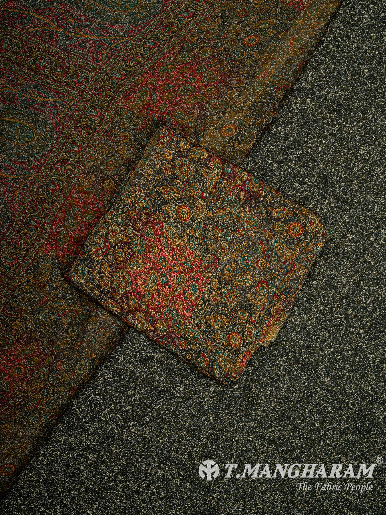 Green Crepe Chudidhar Fabric Set - EF1618