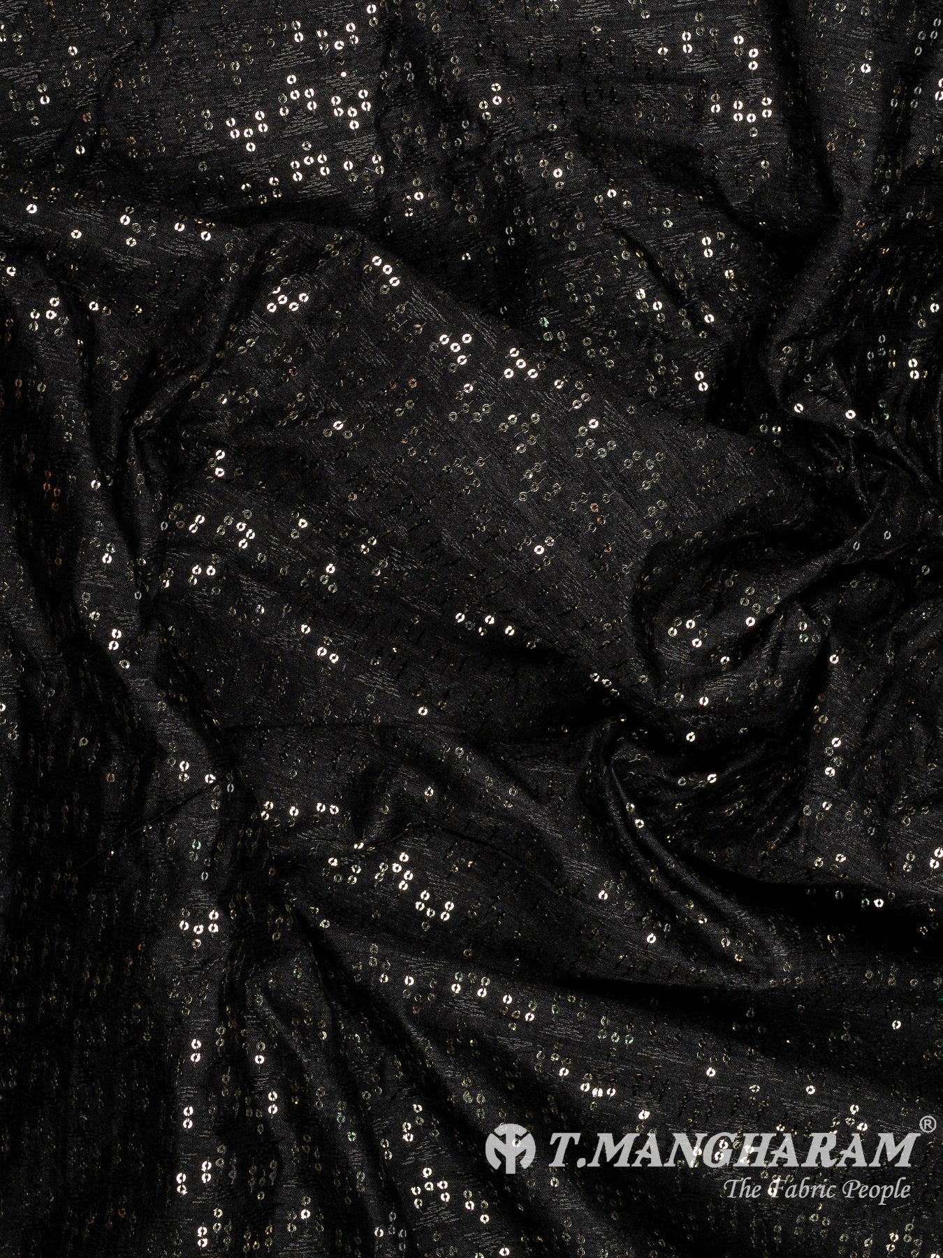 Black Semi Raw Silk Fabric - EB10016