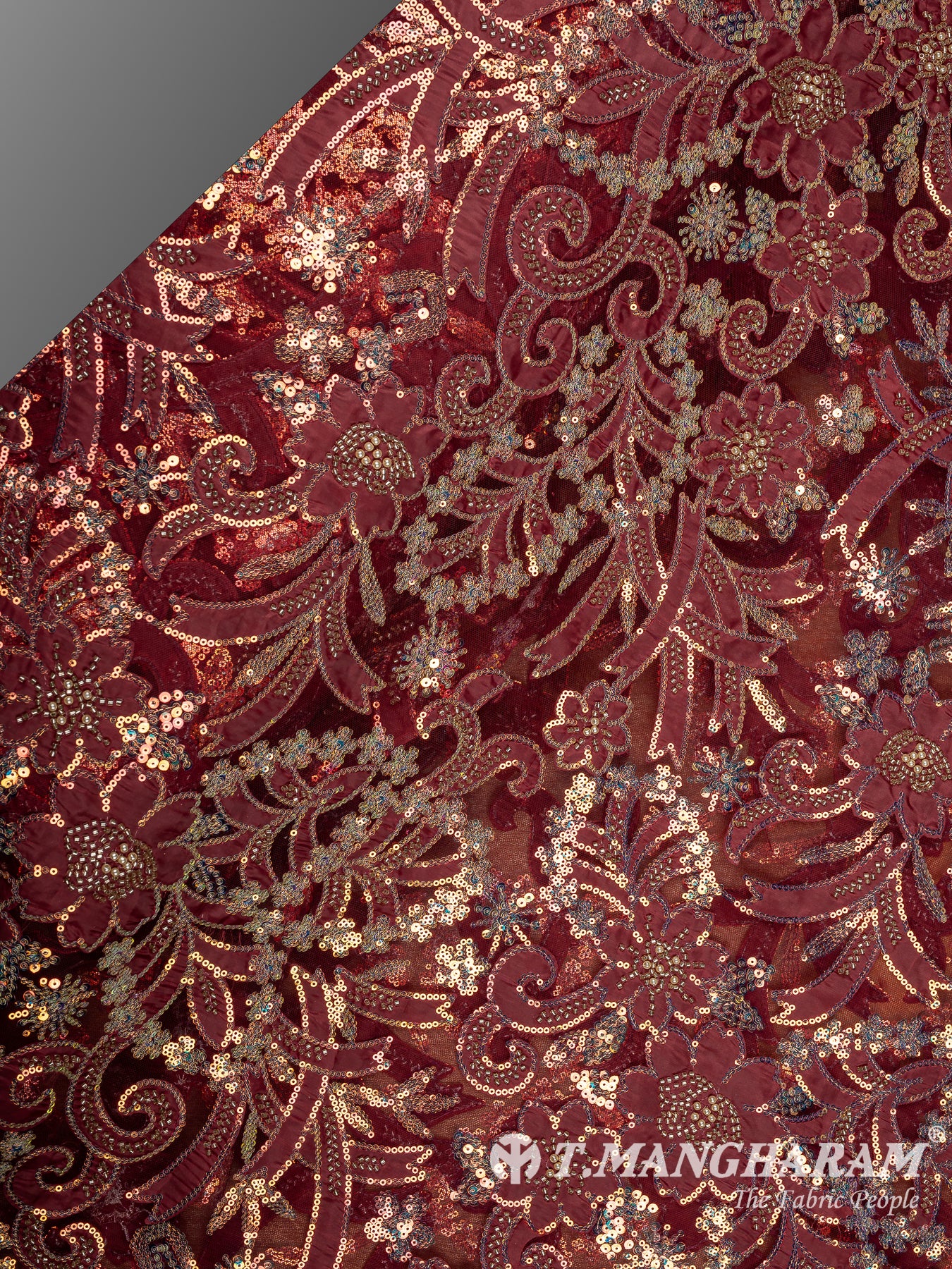 Maroon Fancy Net Fabric - EB10026