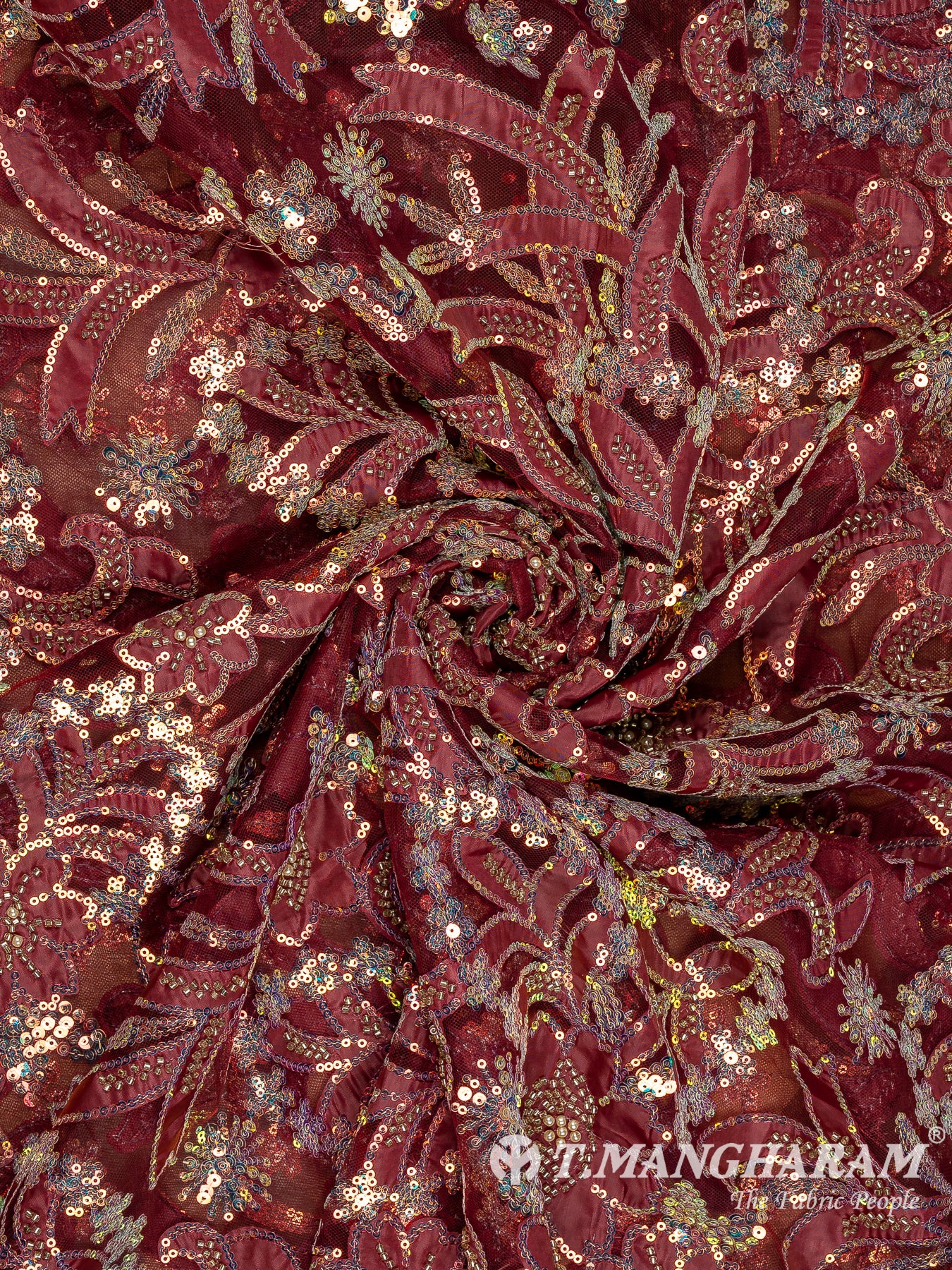 Maroon Fancy Net Fabric - EB10026
