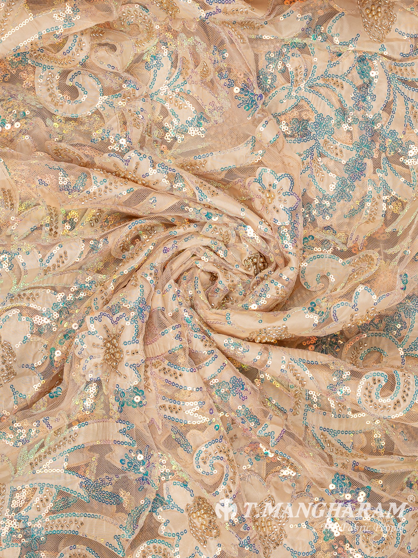 Beige Fancy Net Fabric - EB10025