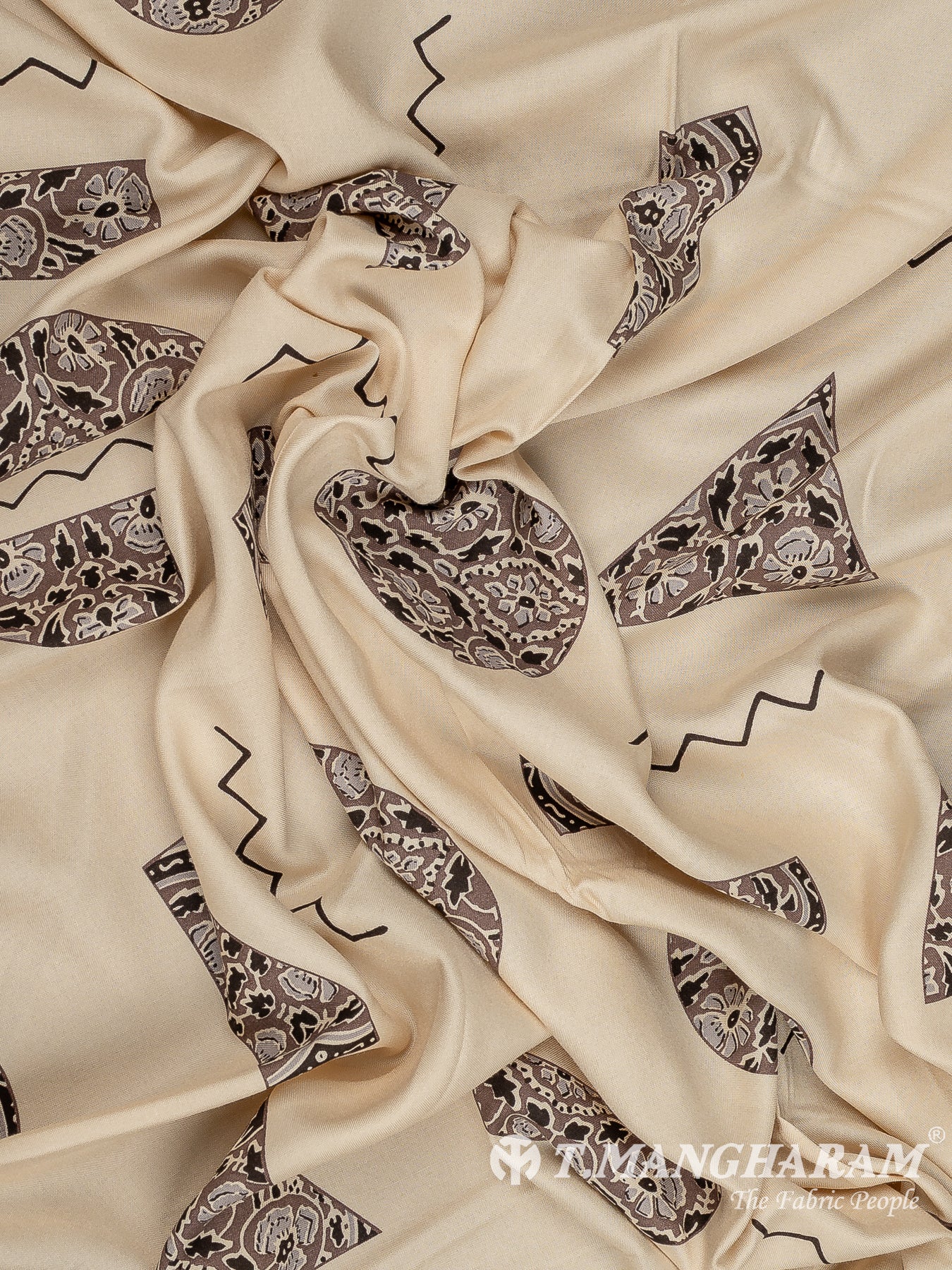 Cream Rayon Cotton Fabric - EC13575