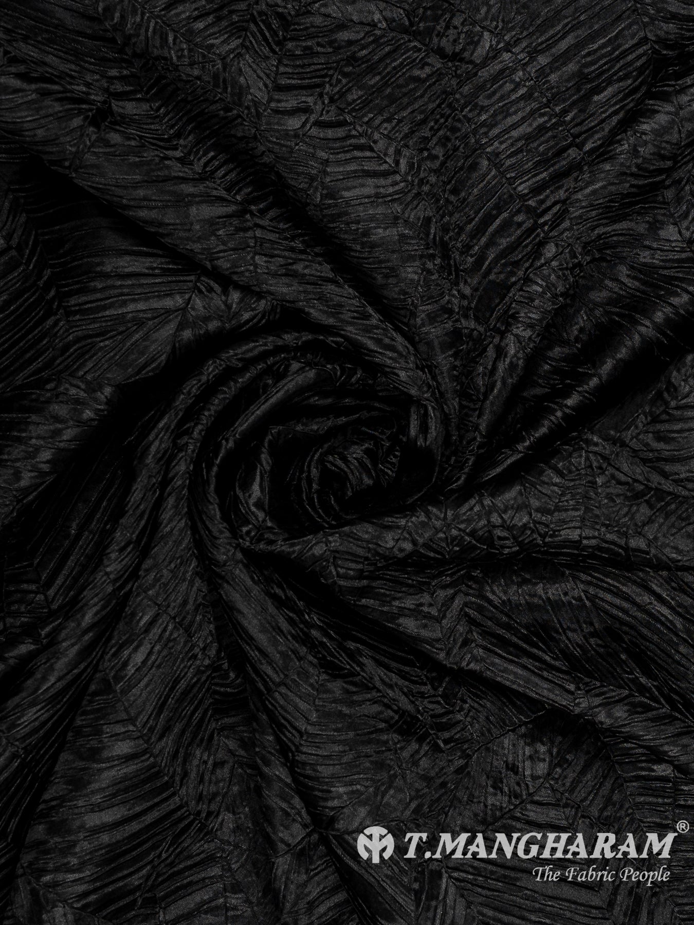 Black Embossed Satin Fabric - EB10083