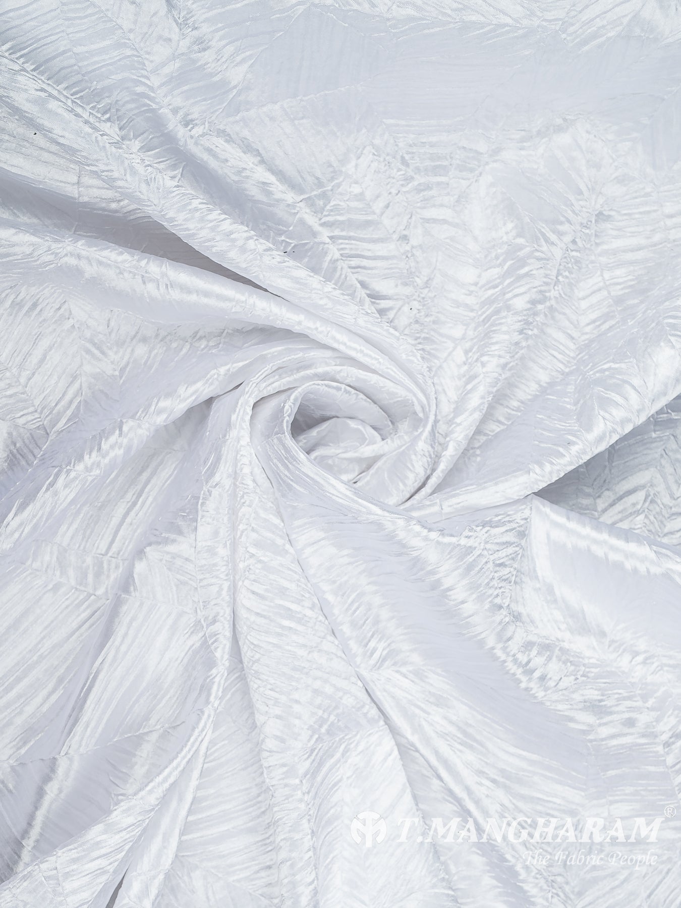 White Embossed Satin Fabric - EB10076