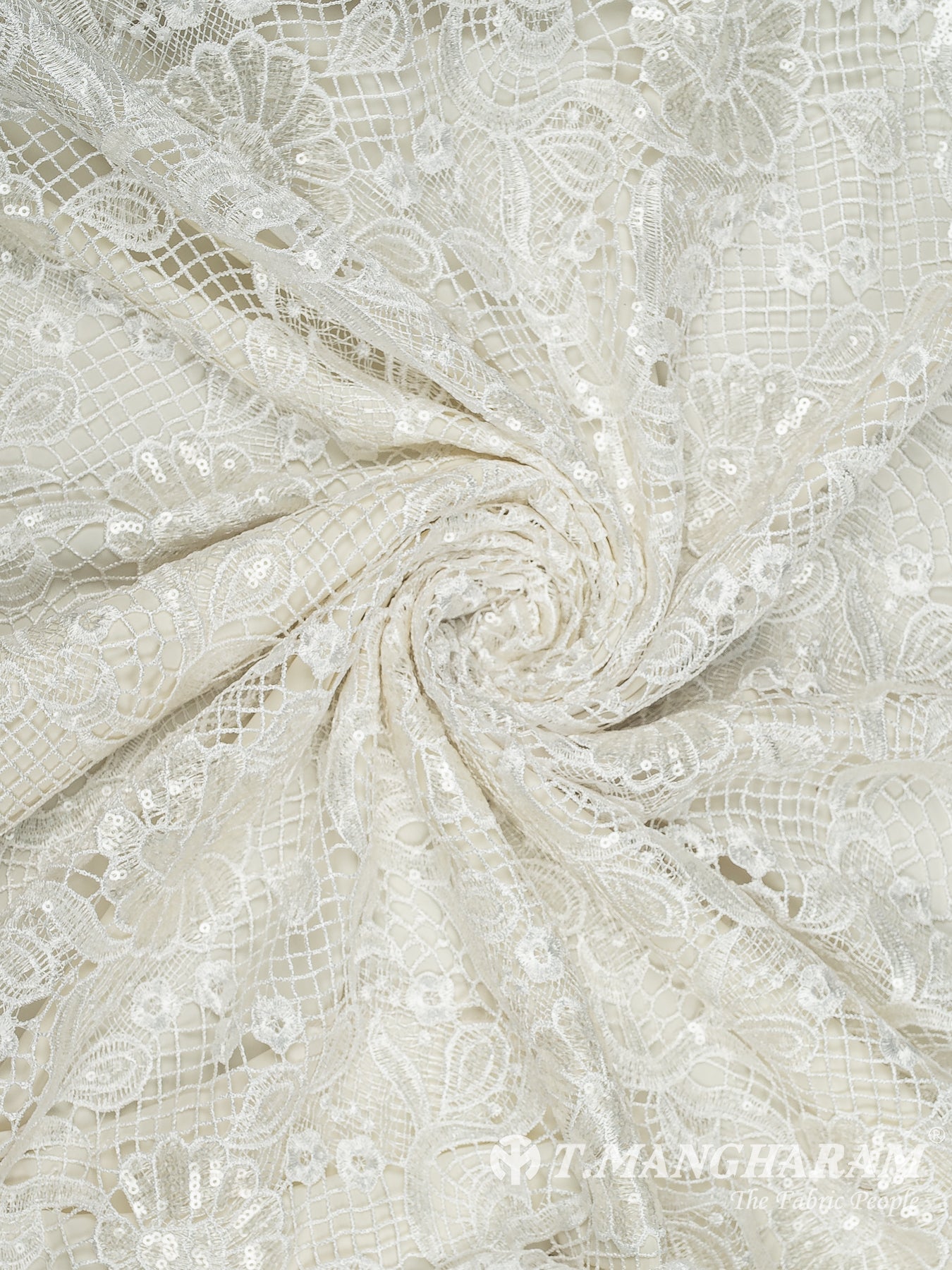 White Fancy Net Fabric - EC13535