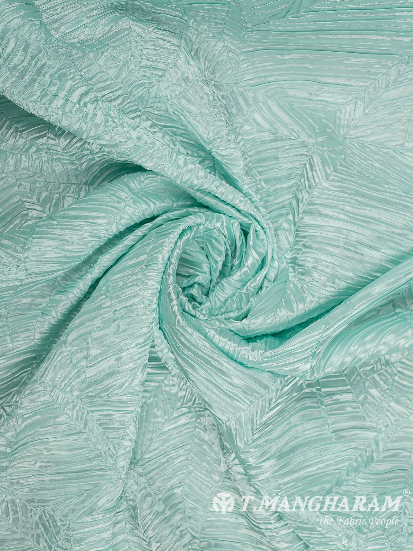 Green Embossed Satin Fabric - EB10078