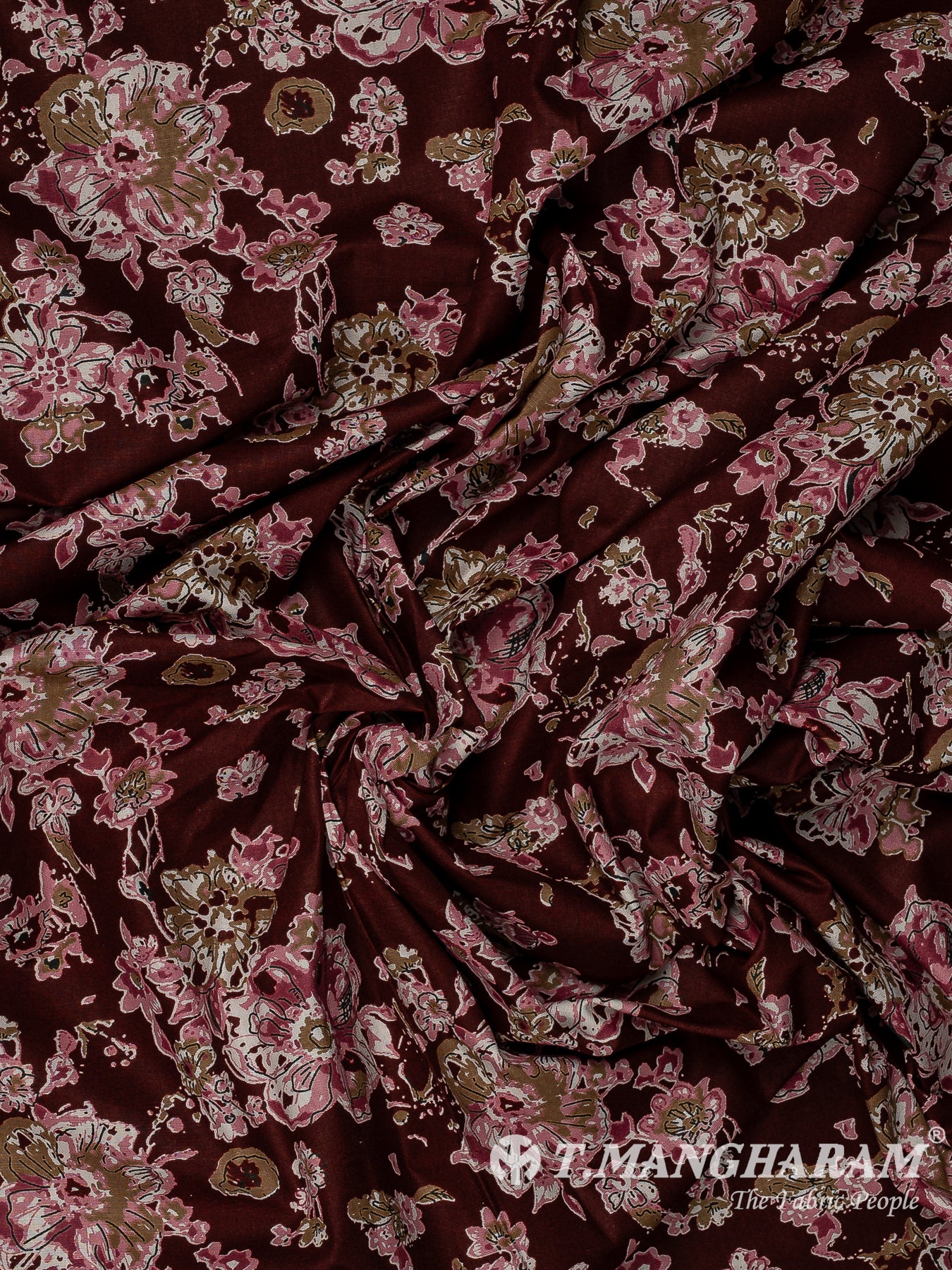 Maroon Rayon Cotton Fabric - EC13819