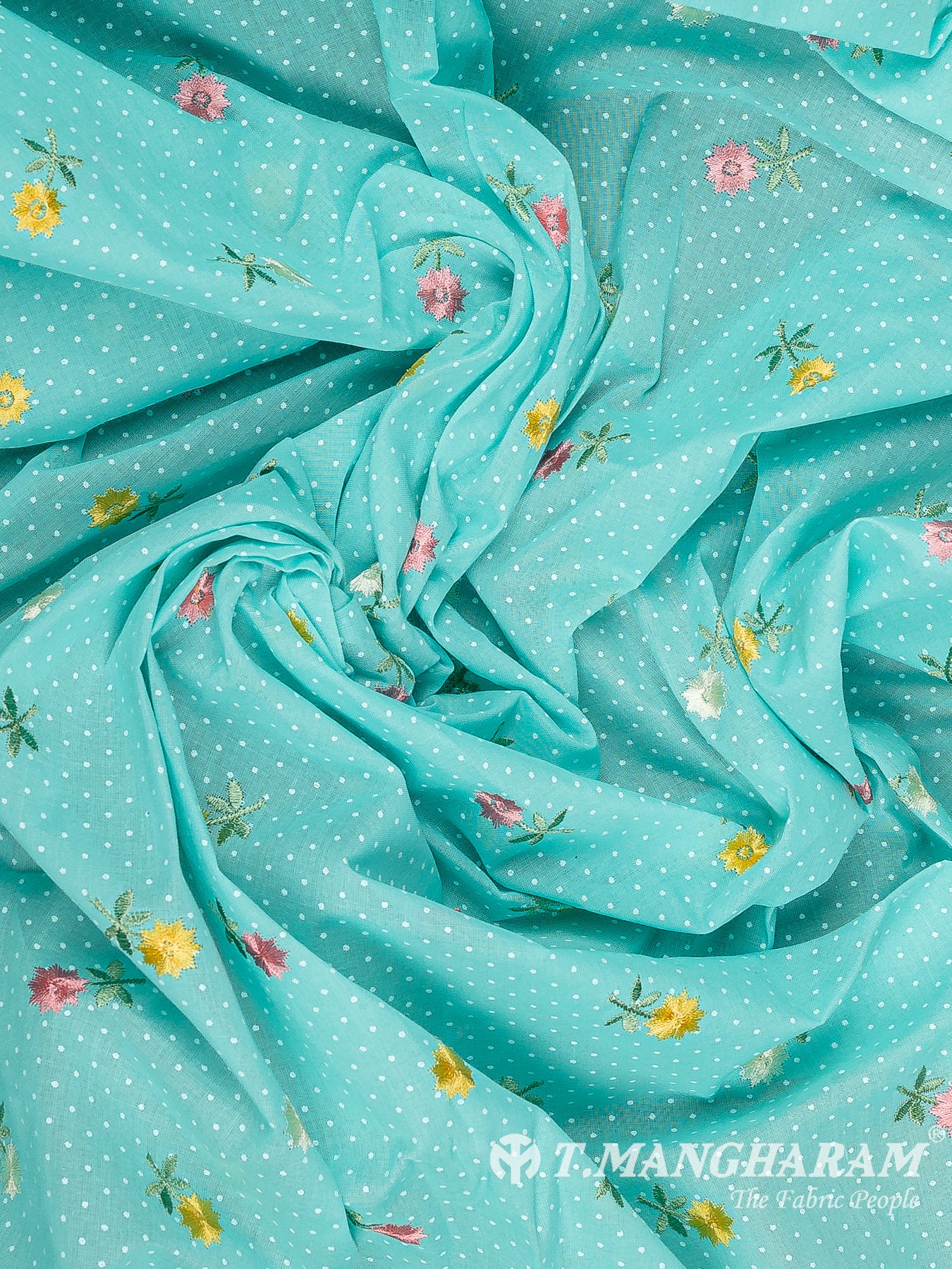 Blue Cotton Embroidery Fabric - EC13358
